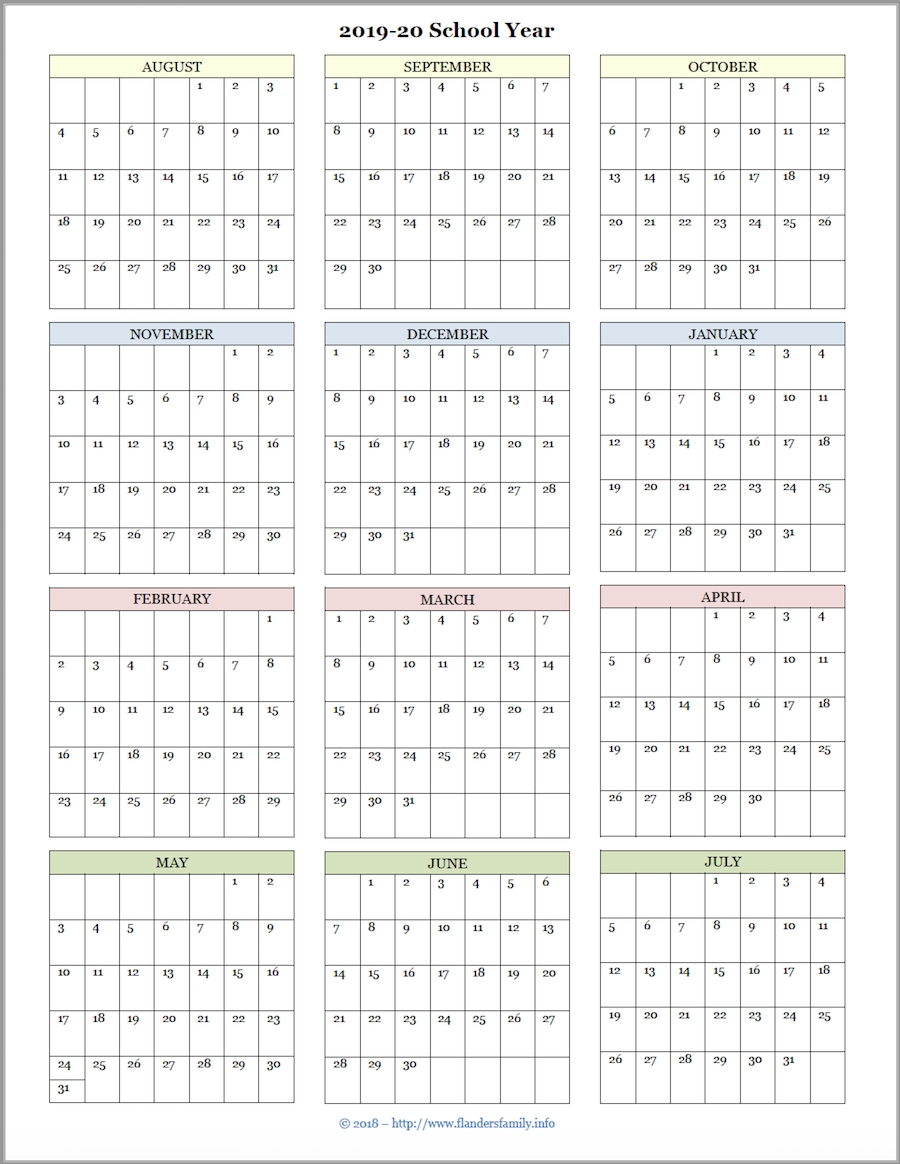 Mailbag Monday: More Academic Calendars (2019-2020) - Flanders throughout 2019- 2020 Academic Calendar Printable Empty Boxes