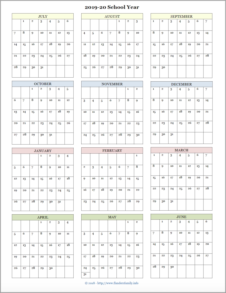 Mailbag Monday: More Academic Calendars (2019-2020) - Flanders within Printable Calendar 2019-2020  Year At A Glance