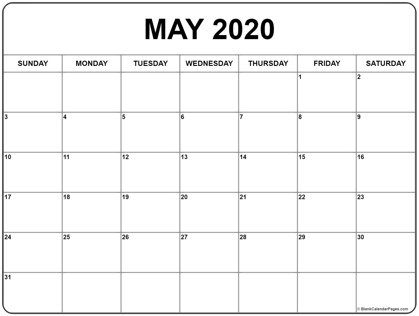 May 2020 Calendar | Free Printable Monthly Calendars within Printable 2020 Calendar