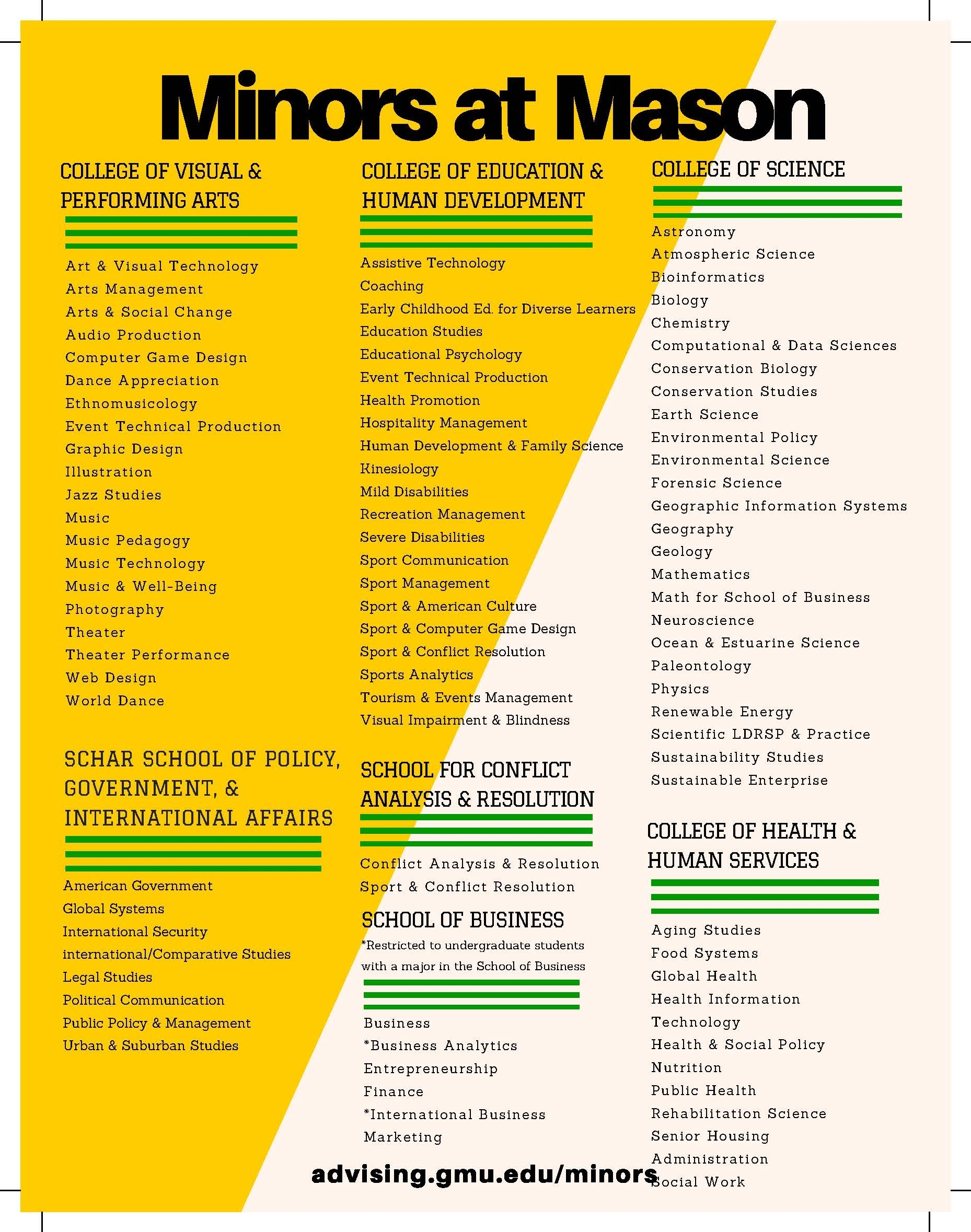 Minors At Mason (2019-2020) - Academic Advising in Gmu Calendar 2019-2020