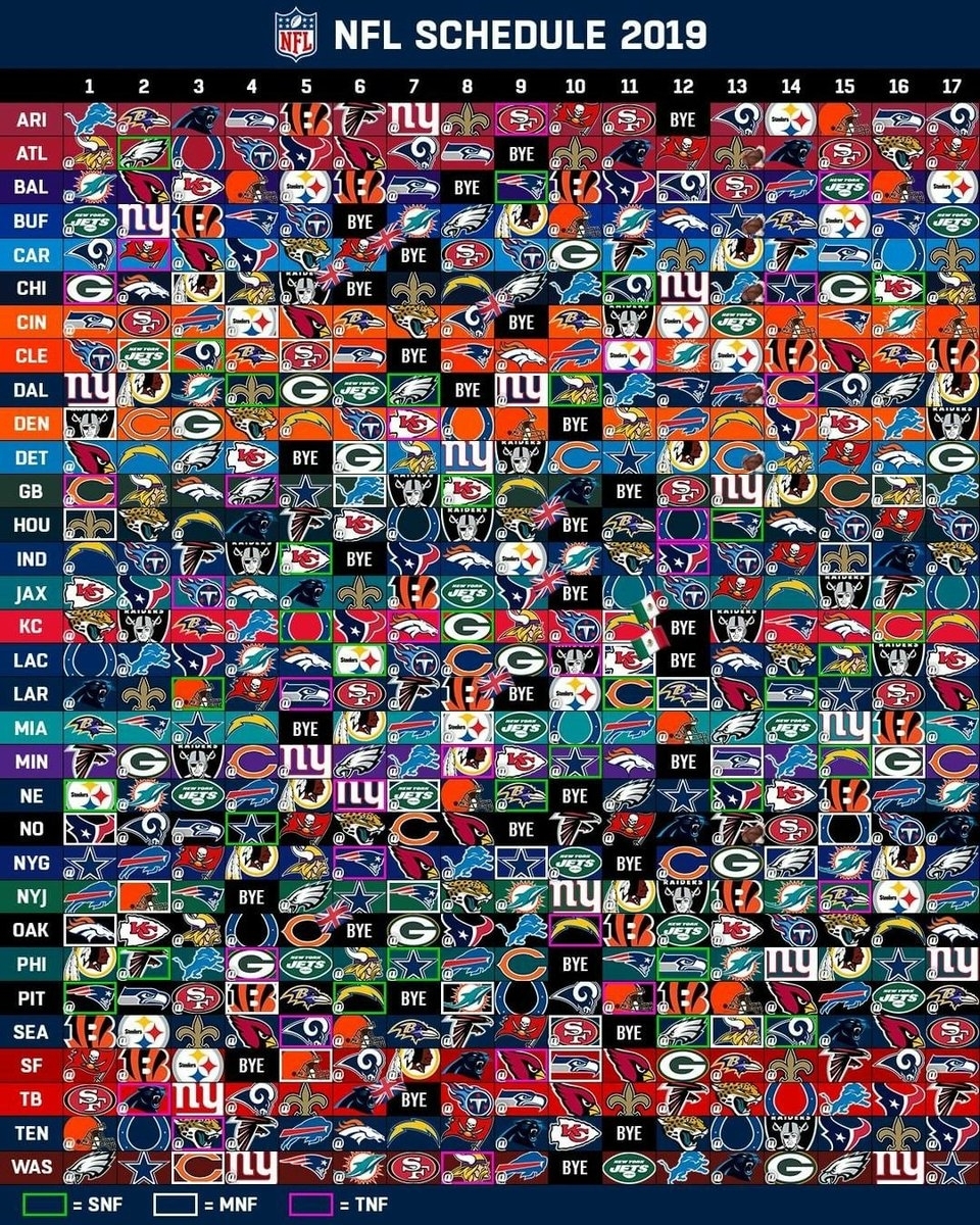 Nfl Research On Twitter: &quot;here It Is, Your Full 2019 @nfl Schedule!… &quot; for 2019-2020 Nfl Schedule