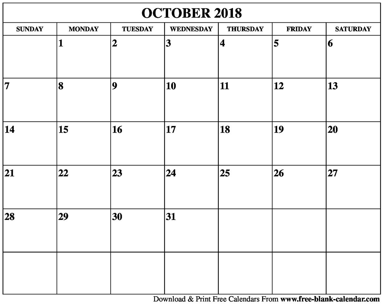 October Blank Calendar Monday To Friday Only | Template Calendar pertaining to Blank Calendar Template Monday To Friday Only