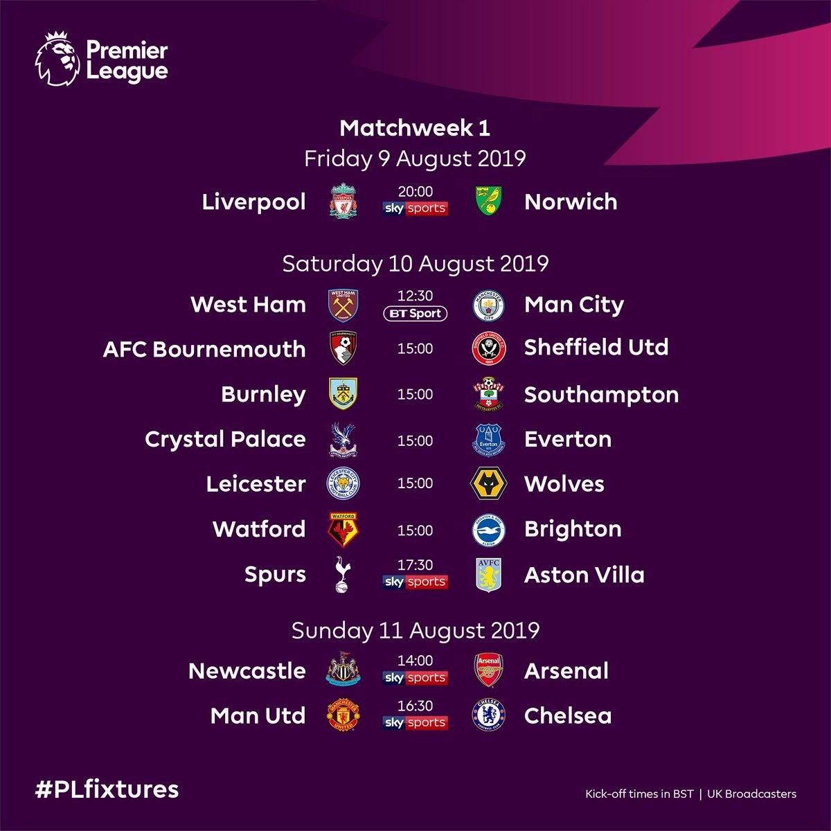 Premier League On Twitter: &quot;? Announce 2019/20 #plfixtures ? Full for Premier League 2019-2020 Calendar