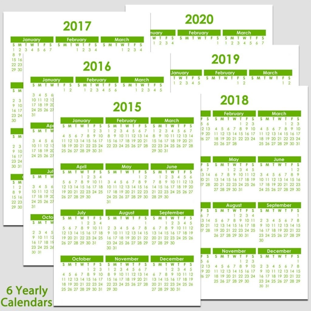 Printable 2015 To 2020 Yearly Calendar – 8 1/2″ X 11″. The Calendars throughout 2020 8 X 10 Calendars