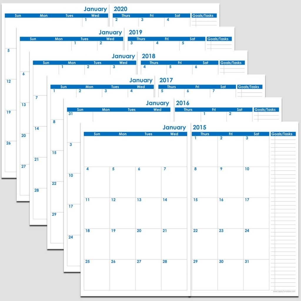 Printable 72-Months 2-Page Calendar – 2015-2020 – 5 1/2″ X 8 1/2 pertaining to 11&quot; X 8.5&quot; Calendar Pages 2020 Free