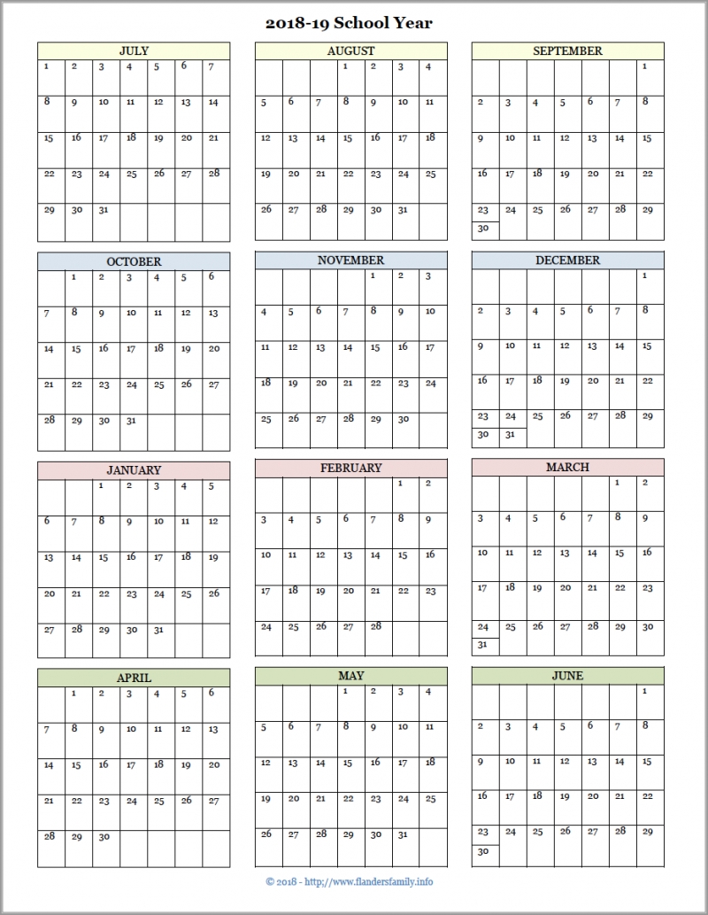 Printable Calendar 2018 Academic | Printable Calendar 2019 inside Blank Calender Academic Year 2019 -2020