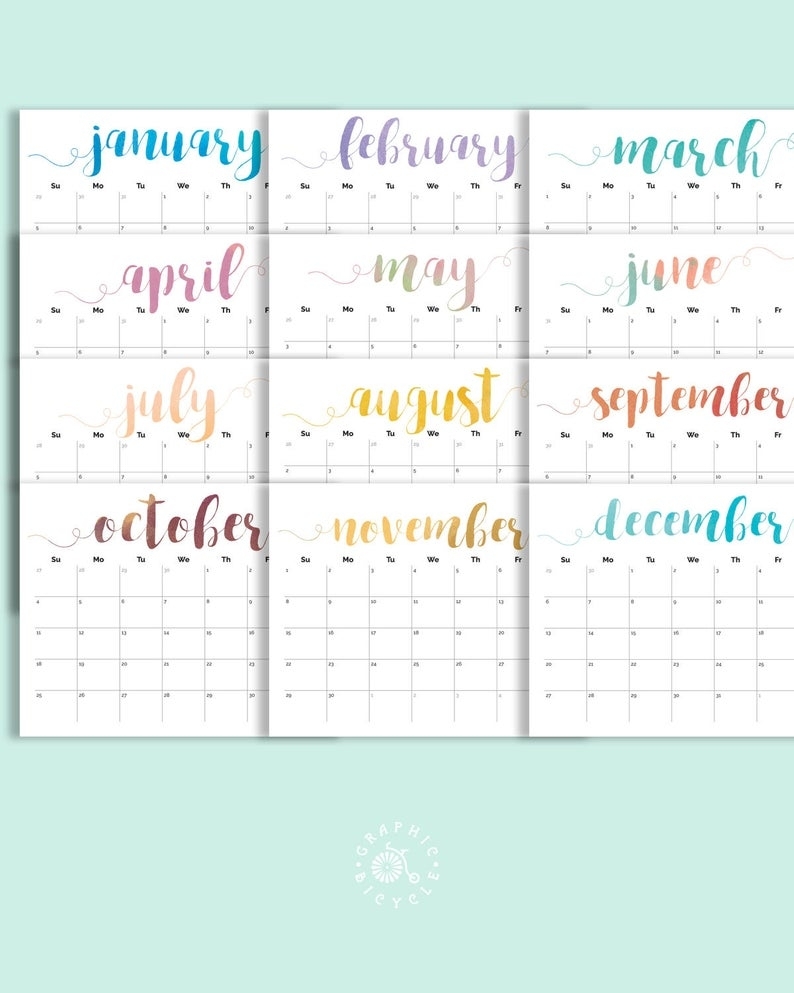 Printable Calendar 2019 Large Wall Calendar 2019-2020 Desk | Etsy in 2019-2020 Large Calandar