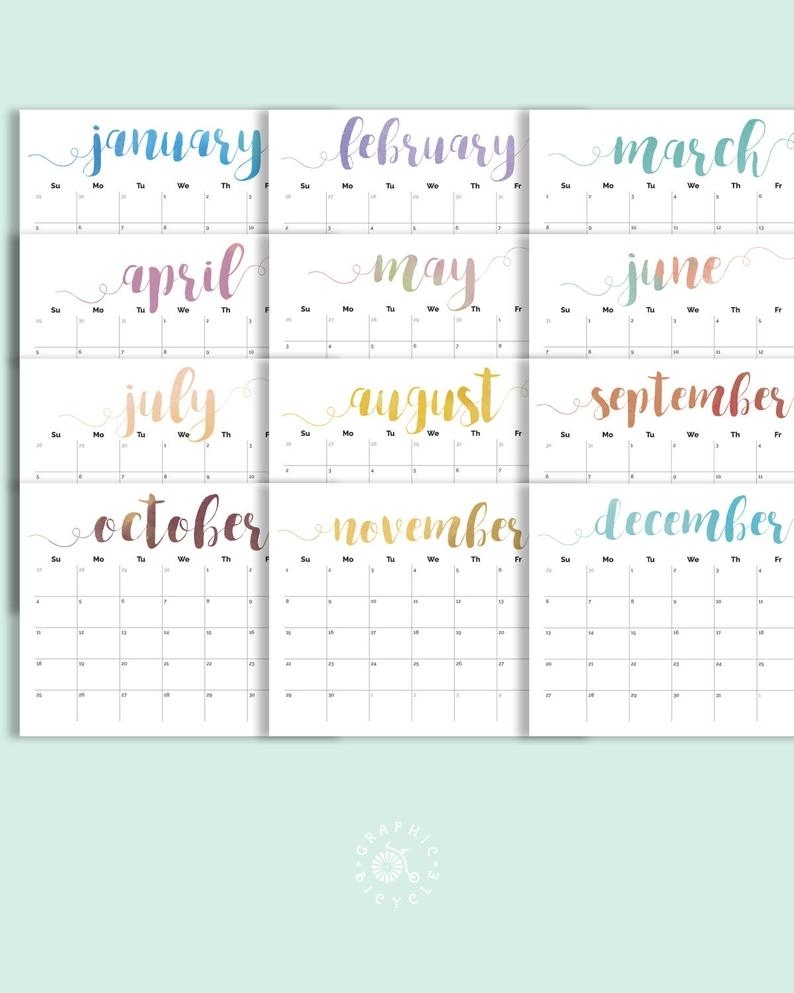 Printable Calendar 2019 Large Wall Calendar 2019-2020 Desk | Etsy throughout Printable Calendar Monthly 2019-2020 Free 11X17 Large Boxes