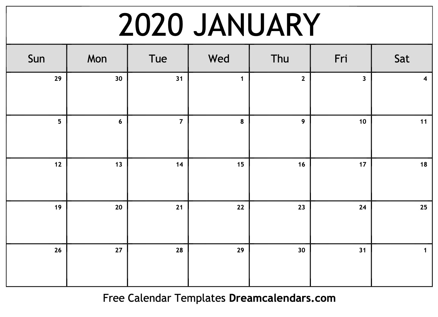 Printable January 2020 Calendar pertaining to 2020 Calendar Printable Free With Added Oicture