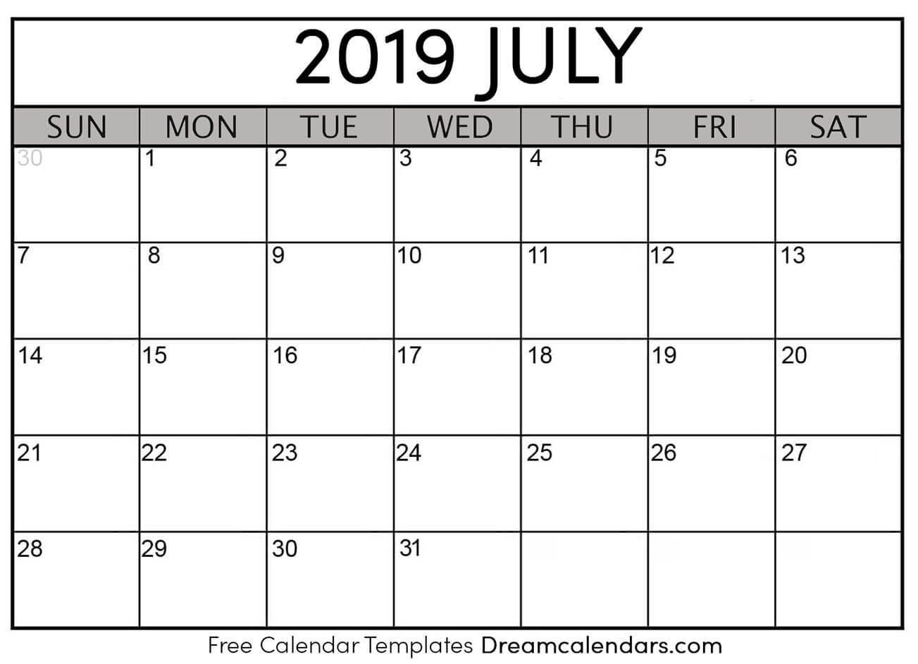 Printable July 2019 Calendar with Free At A Glance Editable Calendar July 2019-June 2020