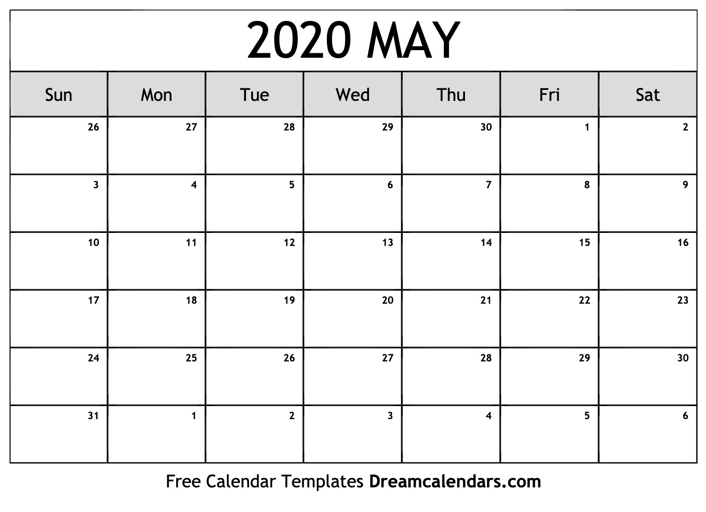 Printable May 2020 Calendar within Printable 2020 Calendar