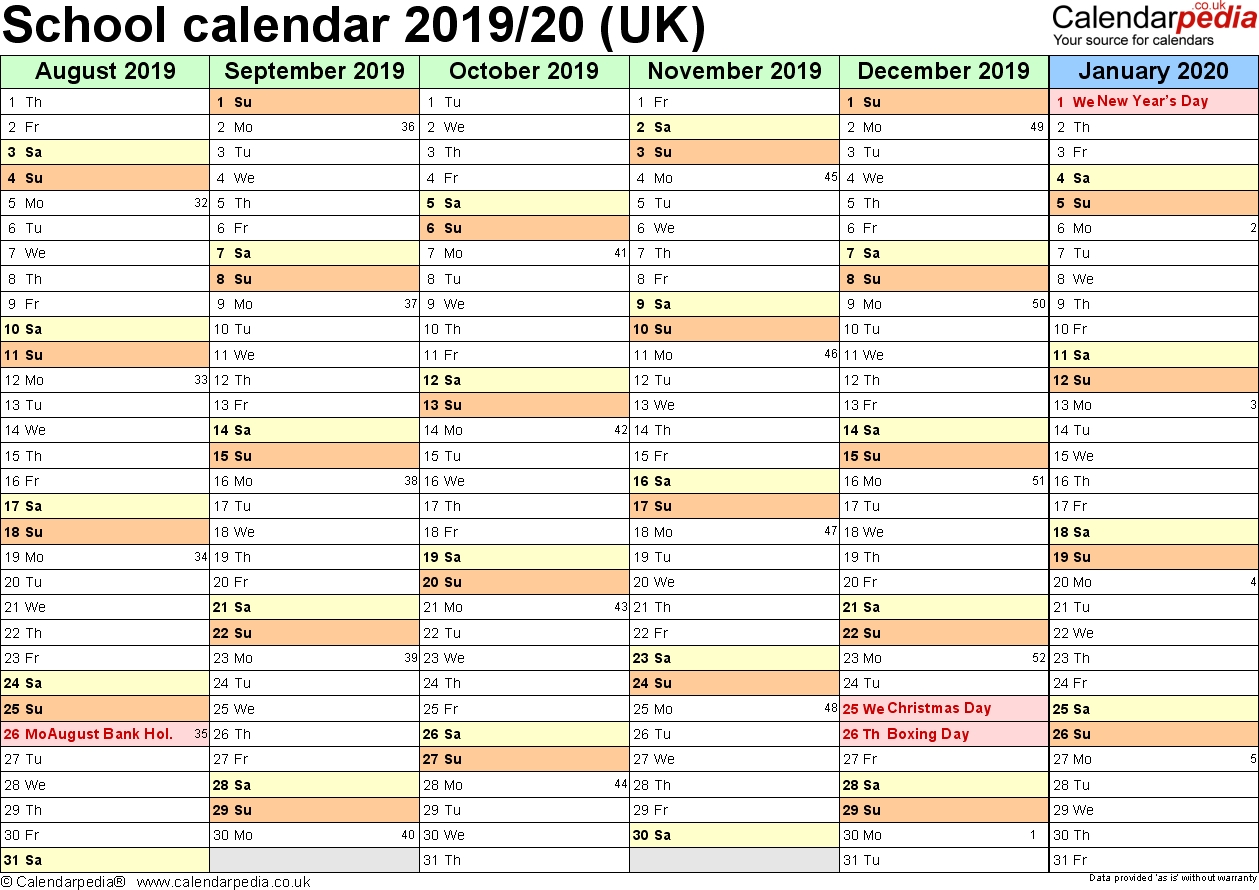 School Calendars 2019/2020 As Free Printable Excel Templates with Calendar 2019 2020 Xls