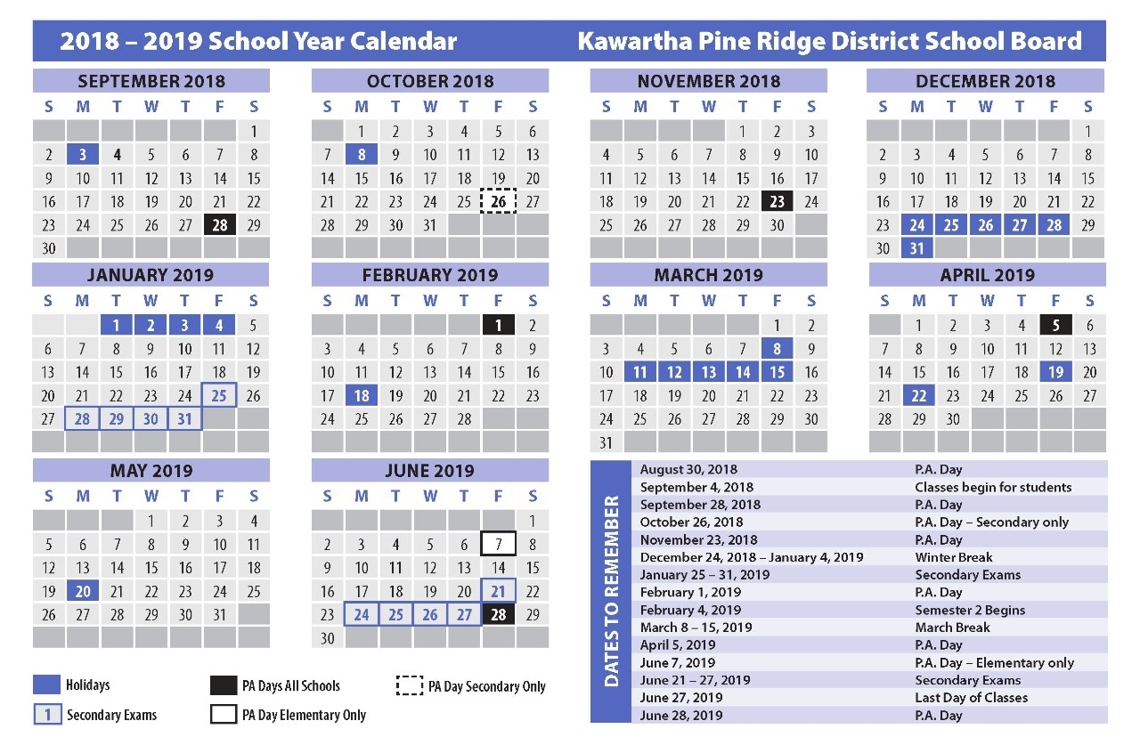 School Calendars for Calendar 2019-2020 365