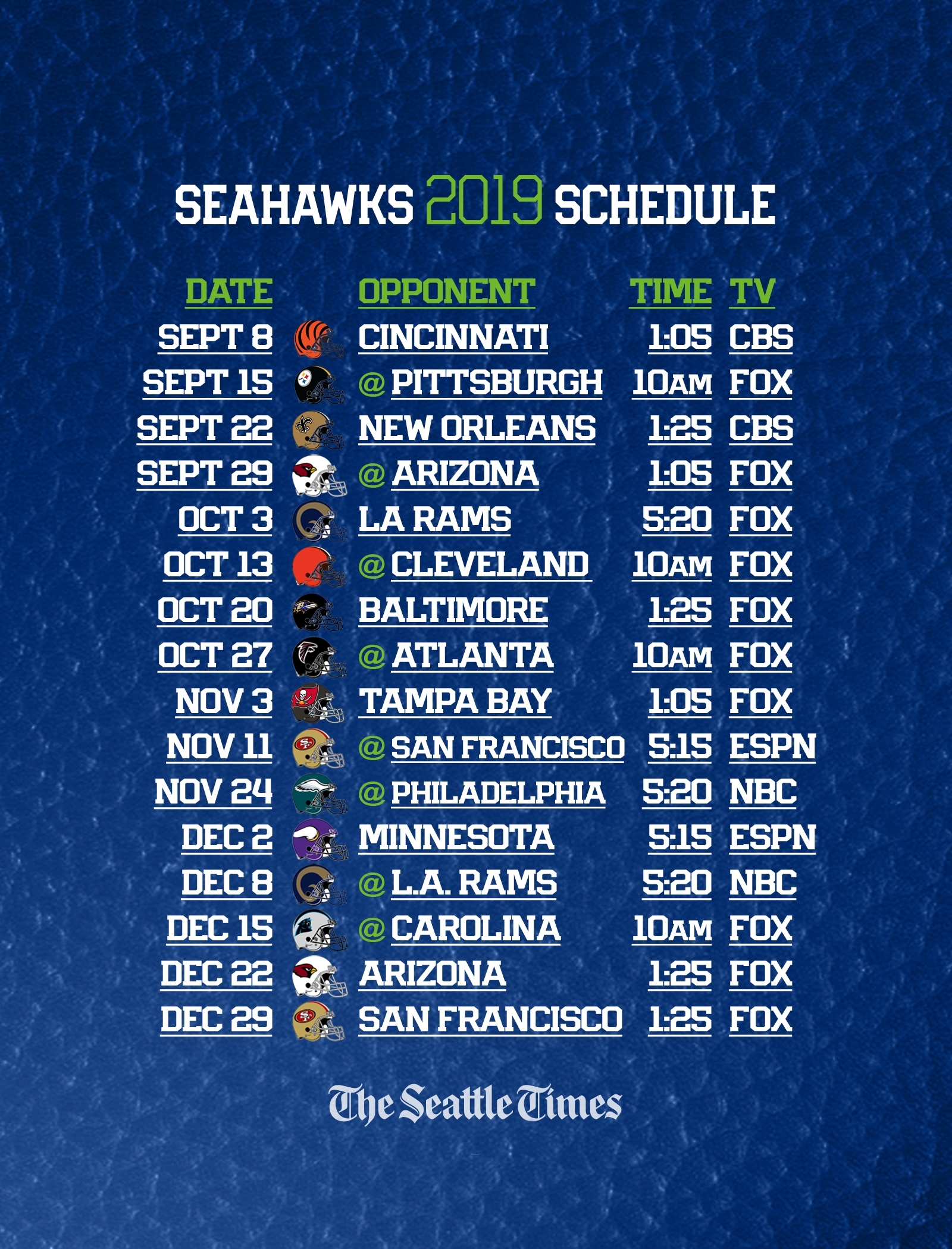 2019 - 2020 Nfl Schedule Printable - Calendar Inspiration 