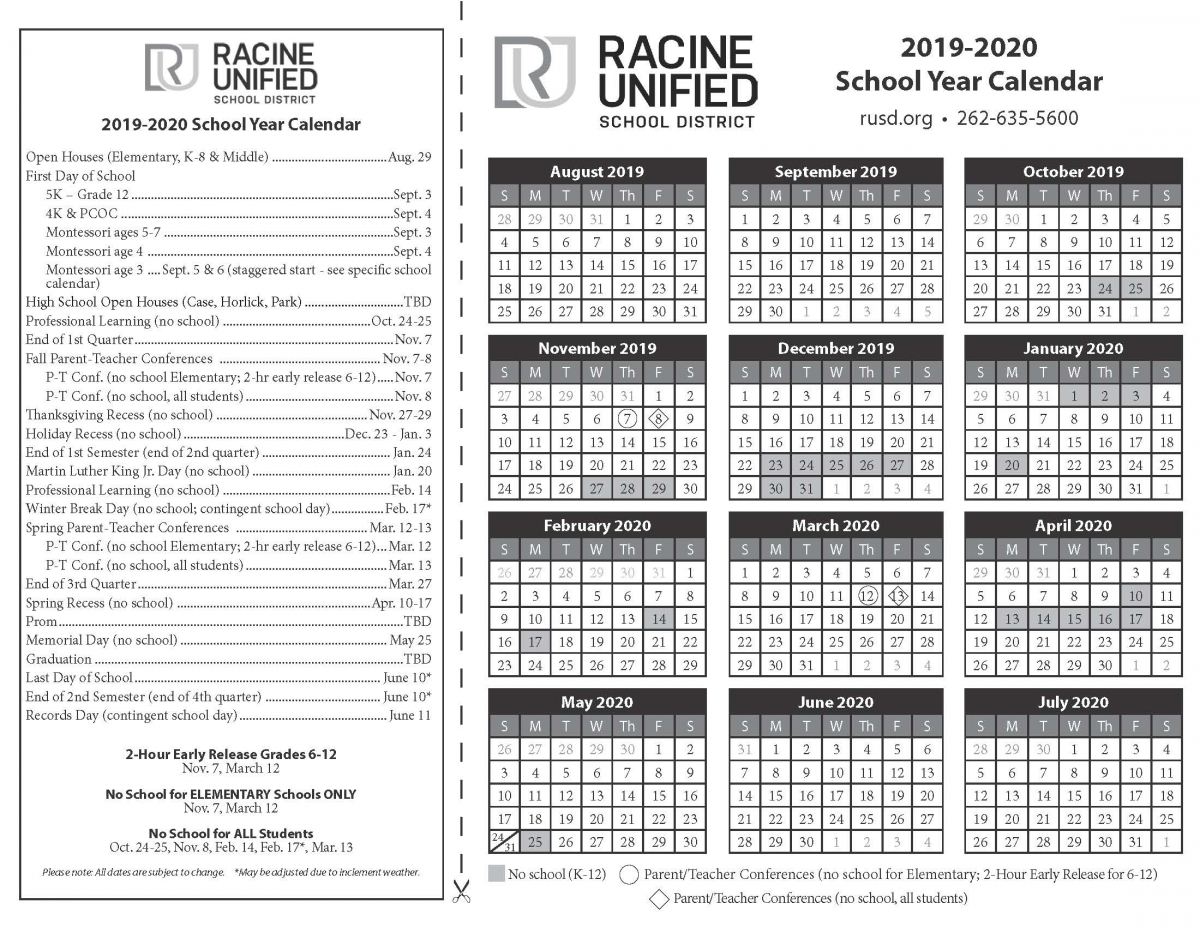 U Of R Calendar 20192020