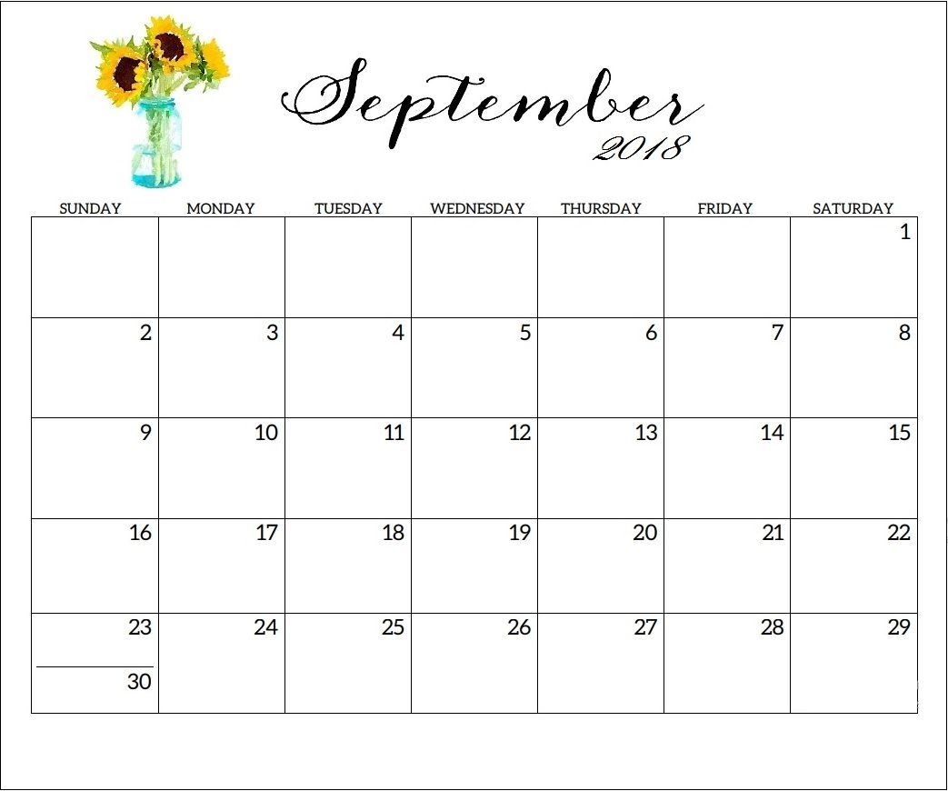 September 2018 Printable Calendar Word Template- September 2018 for Free Printable 2020 Waterproof Calendars