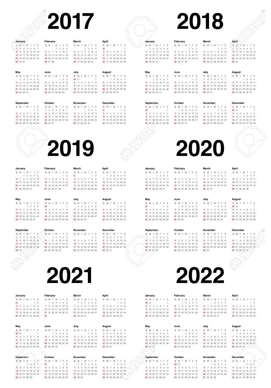 Simple Calendar Template For 2017, 2018, 2019, 2020, 2021 And in 2019 2020 2021 Printable Calendar Free