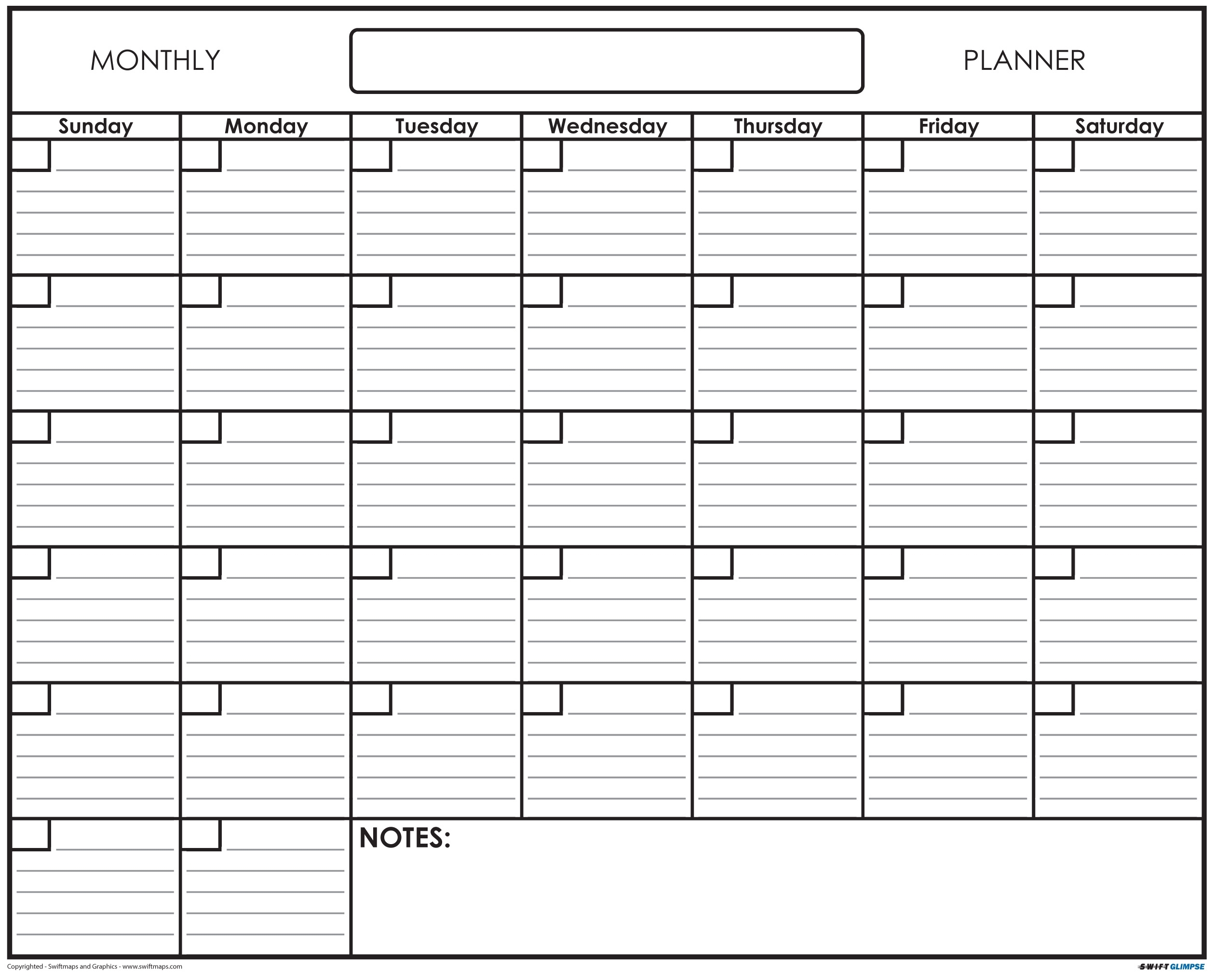 Swiftglimpse Blank 1 Month Undated Wall Calendar Monthly Wall Planner regarding Need A Blank Calendar With Lines