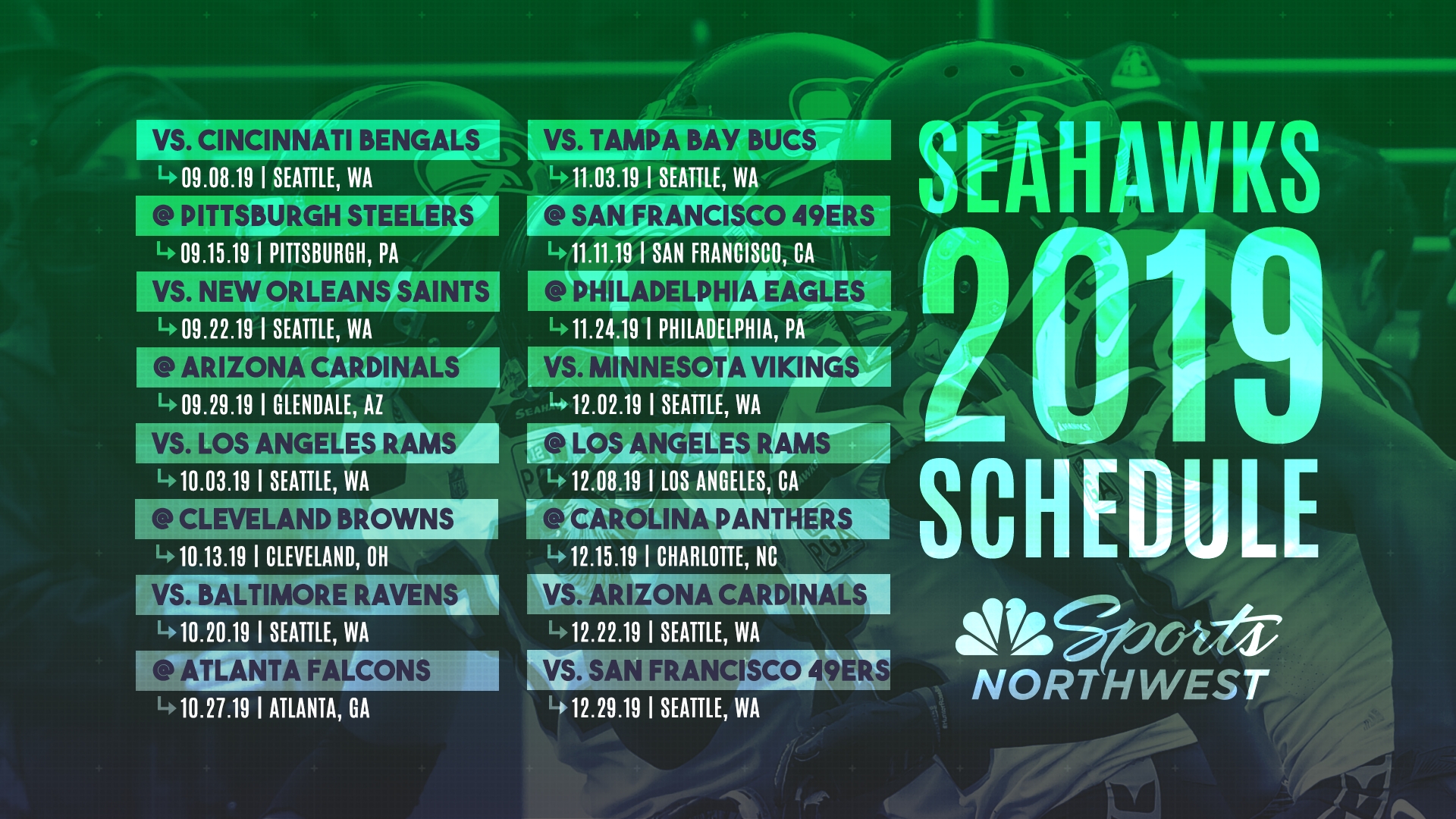 The 2019 Seattle Seahawks Regular Season Schedule Is Here! | Nbc in 2019 - 2020 Nfl Schedule Printable