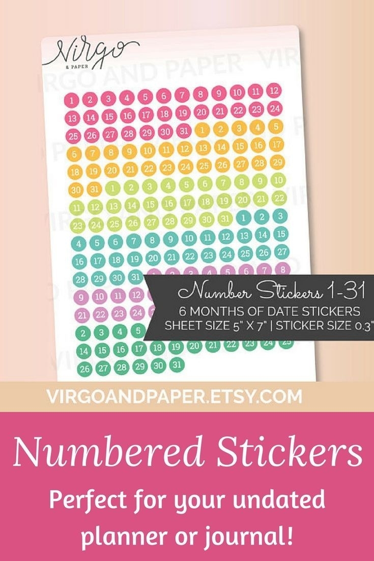 This Listing Is For 1 Sheet Of Glossy Planner Stickers. Each Sheet regarding Free Printable Number Labels 1-31