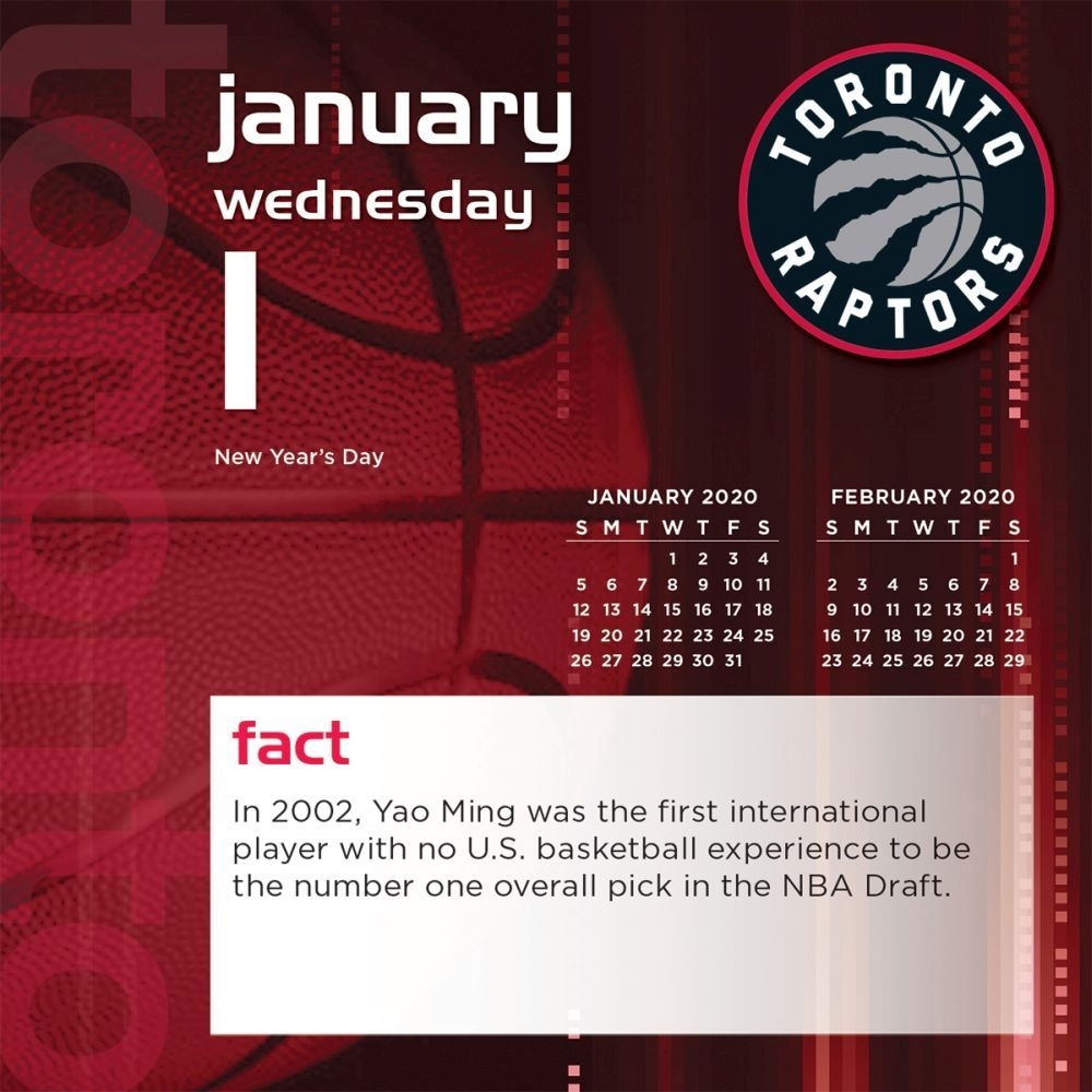 Toronto Raptors 2020 Desk Calendar in Maroon 5 Calendar 2020