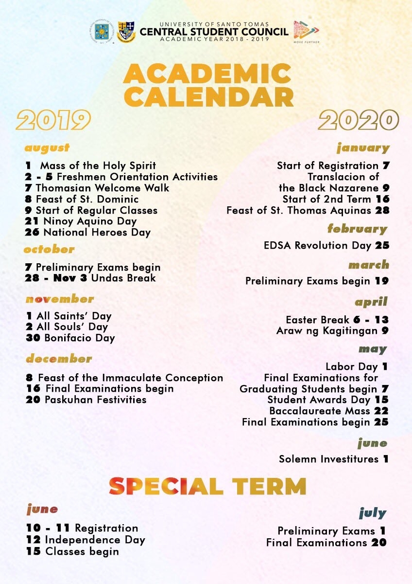 Ust Freshie &#039;19 -&#039;20 On Twitter: &quot;here Is Our Academic Calendar For in U Of C Calendar 2019/2020