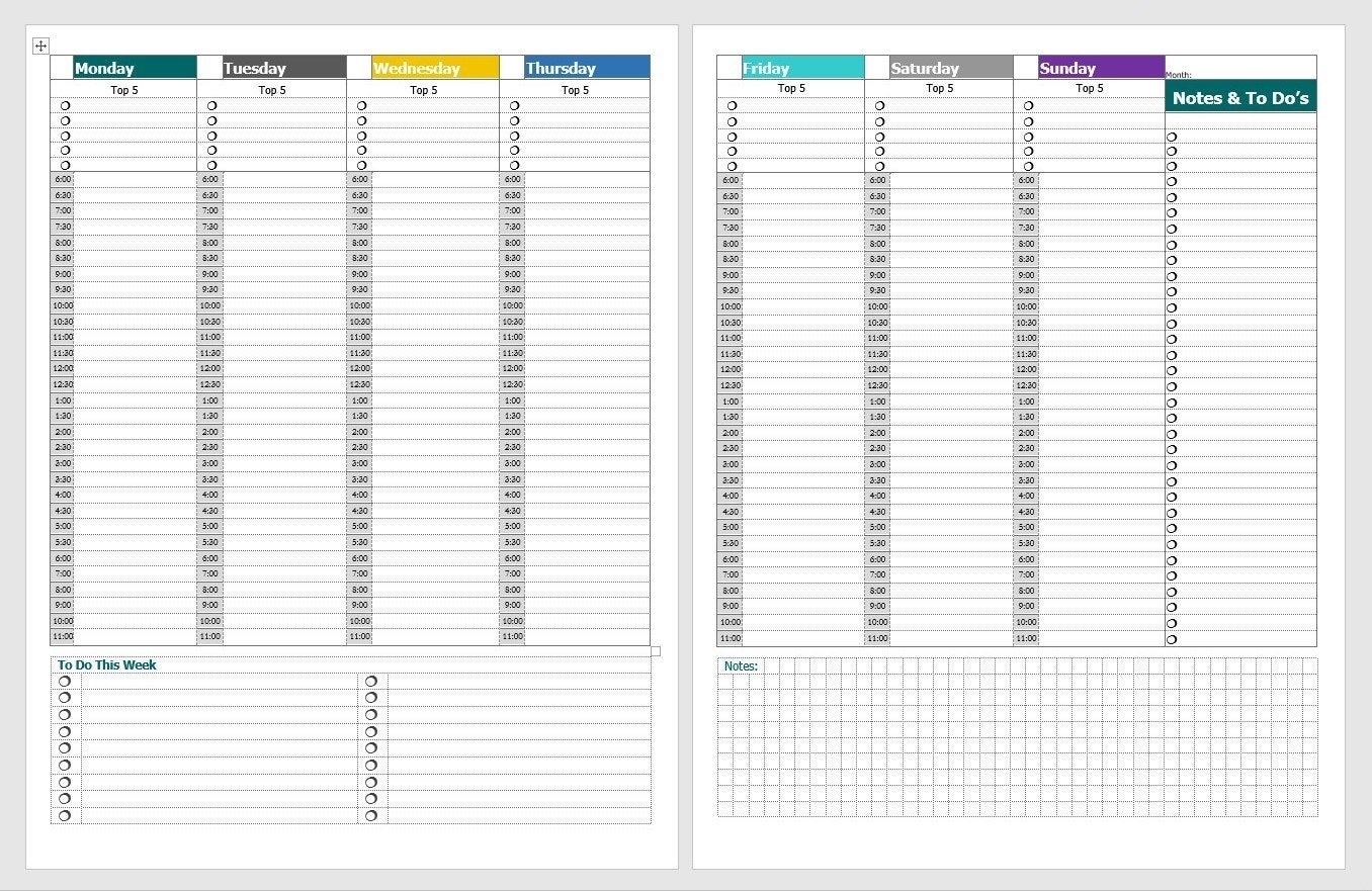 Vertical Weekly Planner With Hourly Checklists Daily Top 5 | Etsy regarding Schedule With Time Slots 6 Am