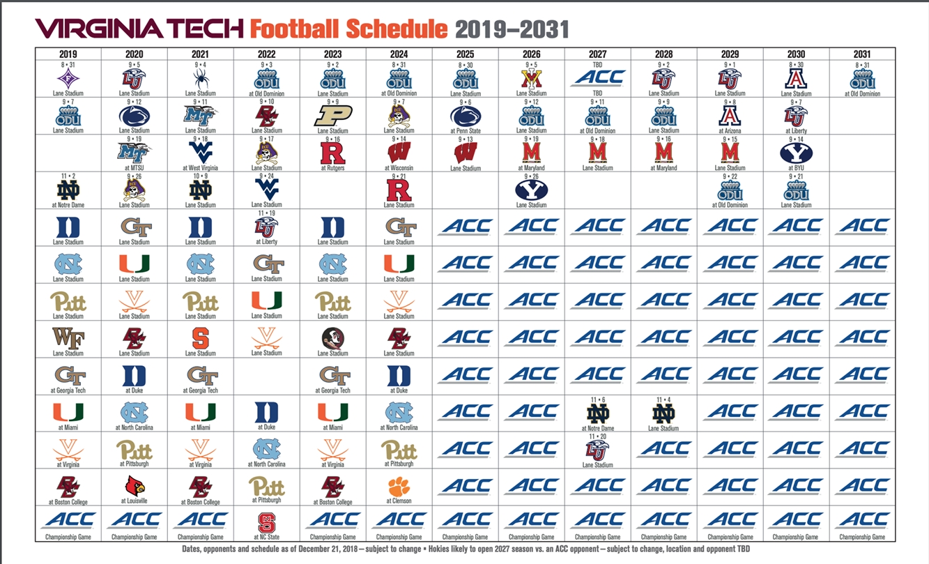 Virginia Tech Announces Upcoming Football Schedule Changes regarding Virginia Tech Calendar 2019-2020