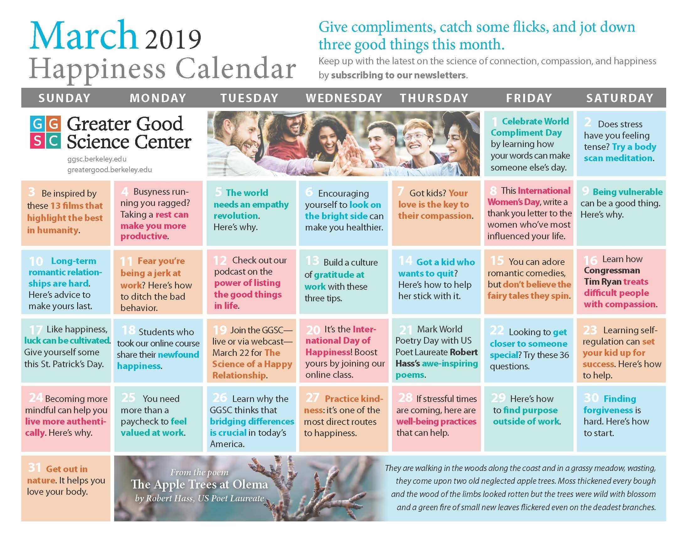 Your Happiness Calendar For March 2019 with Uc Berkeley 2019 2020 Calendar