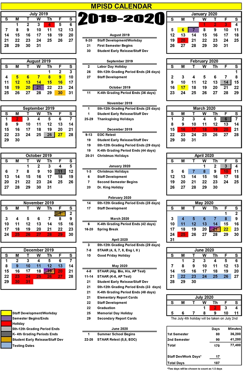 2019-2020 Calendar 2.xlsx - Mount Pleasant Isd for 2020 Uil Calendar