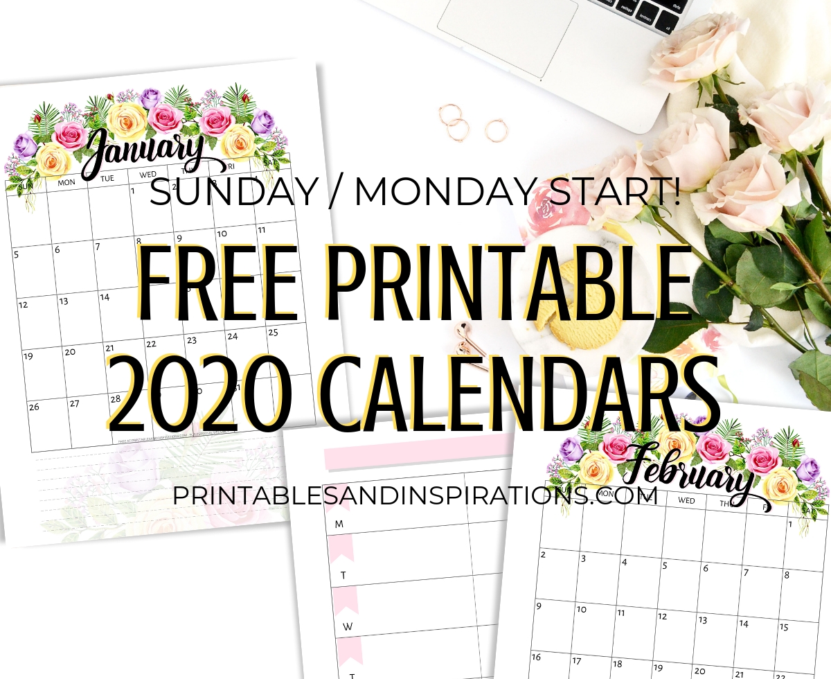 Free Printable 2020 Calendar With Flowers - Printables And pertaining to Free Printable 2020 Calendars-Monthly