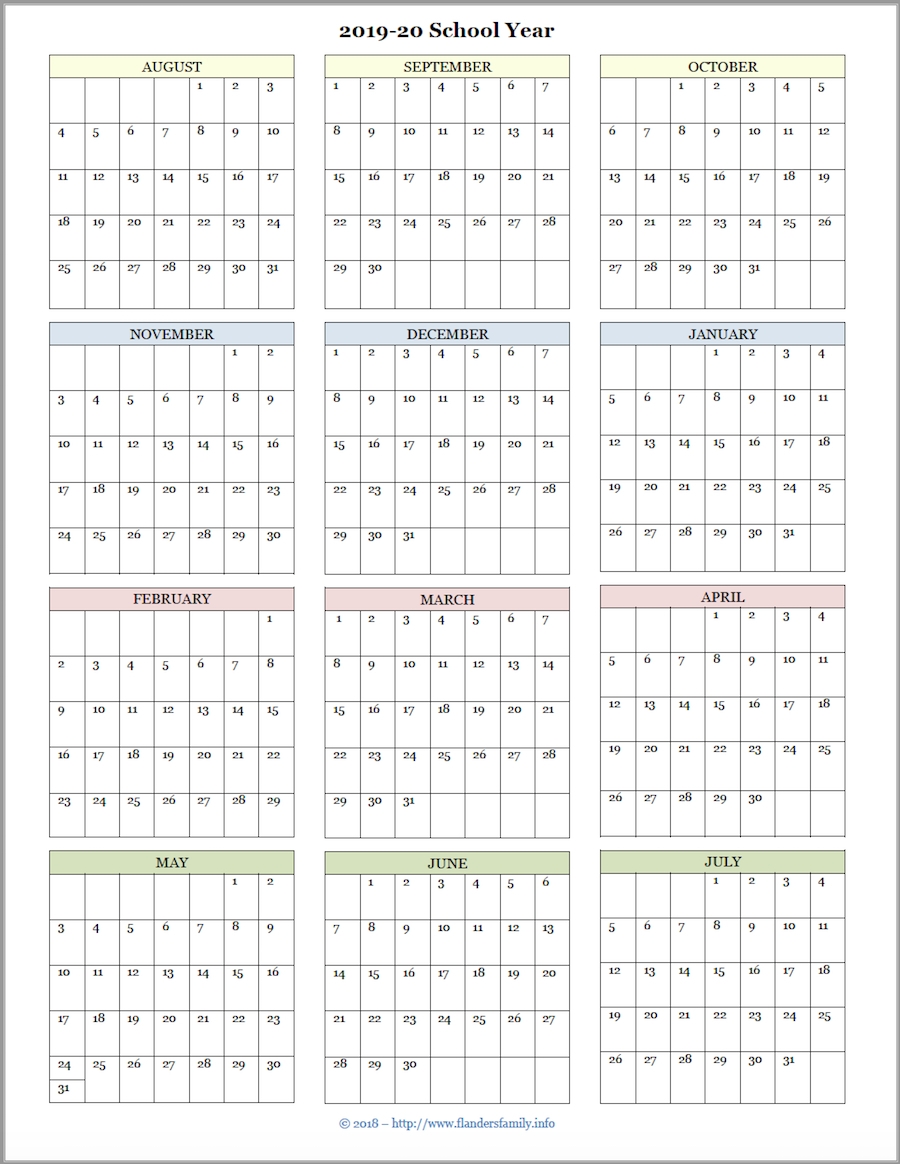 Year At A Glance 2020 | Calendar Template Printable for Year At A Glance 2020