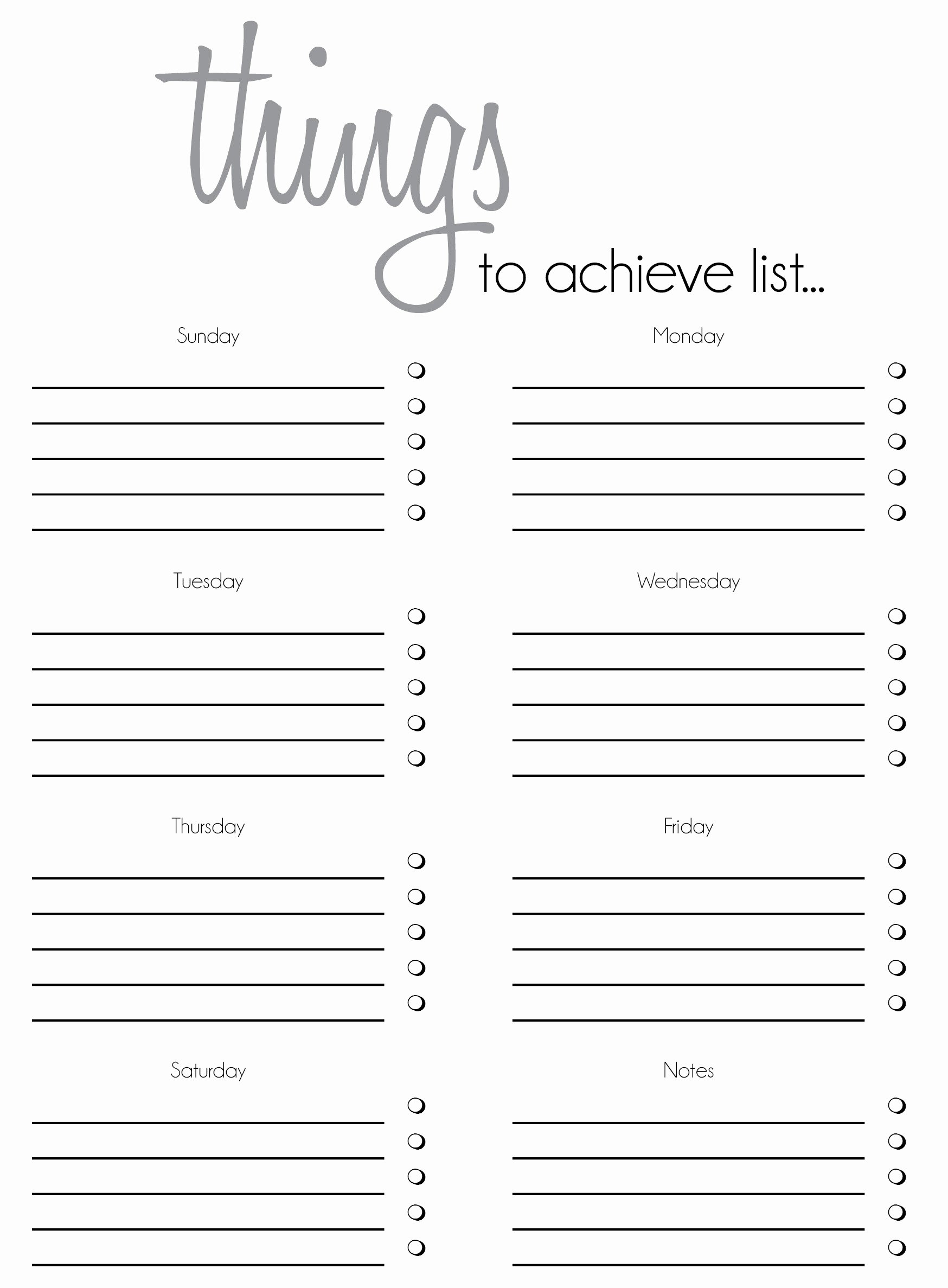 Monday Through Friday Checklist Free Printable Riset