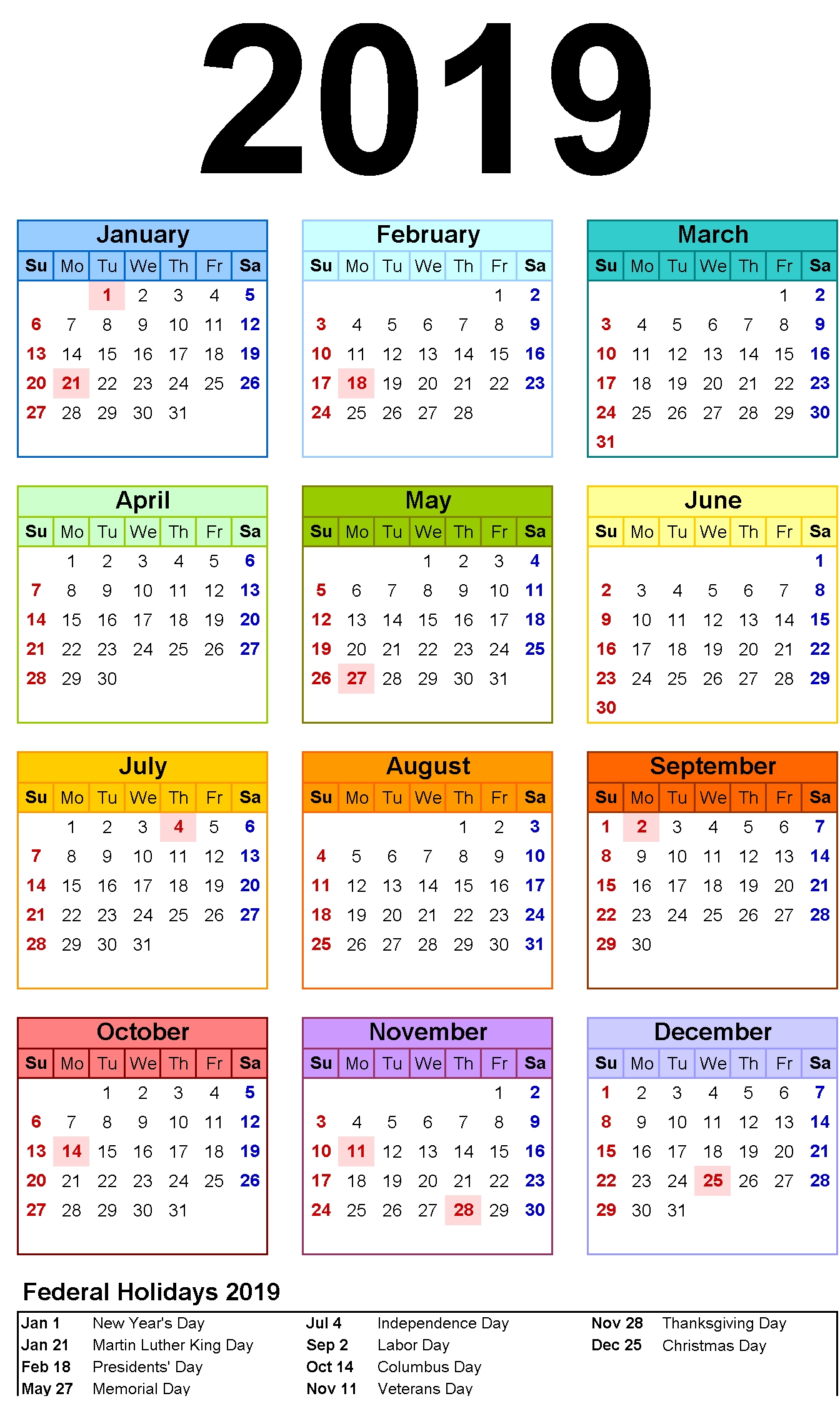 12 Month Calendar In One Page #2019Calendar inside Free Foldable Pocket Size Calendar Template