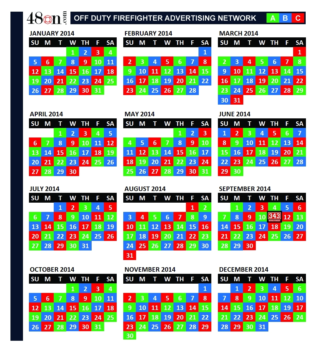 2014 Firefighter Shift Calendar – 48On Advertising – 48On throughout Fire Dept Shift Calendar 24/48