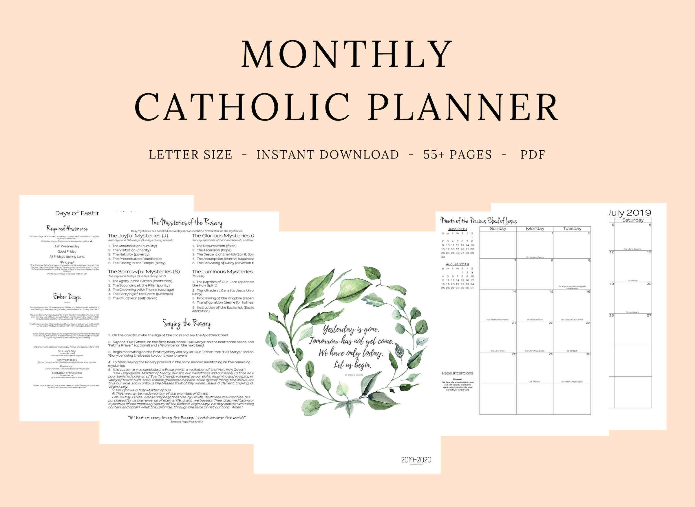 2019- 2020 Catholic Monthly Planner with Catholic Extension Calendar 2020 Pdf