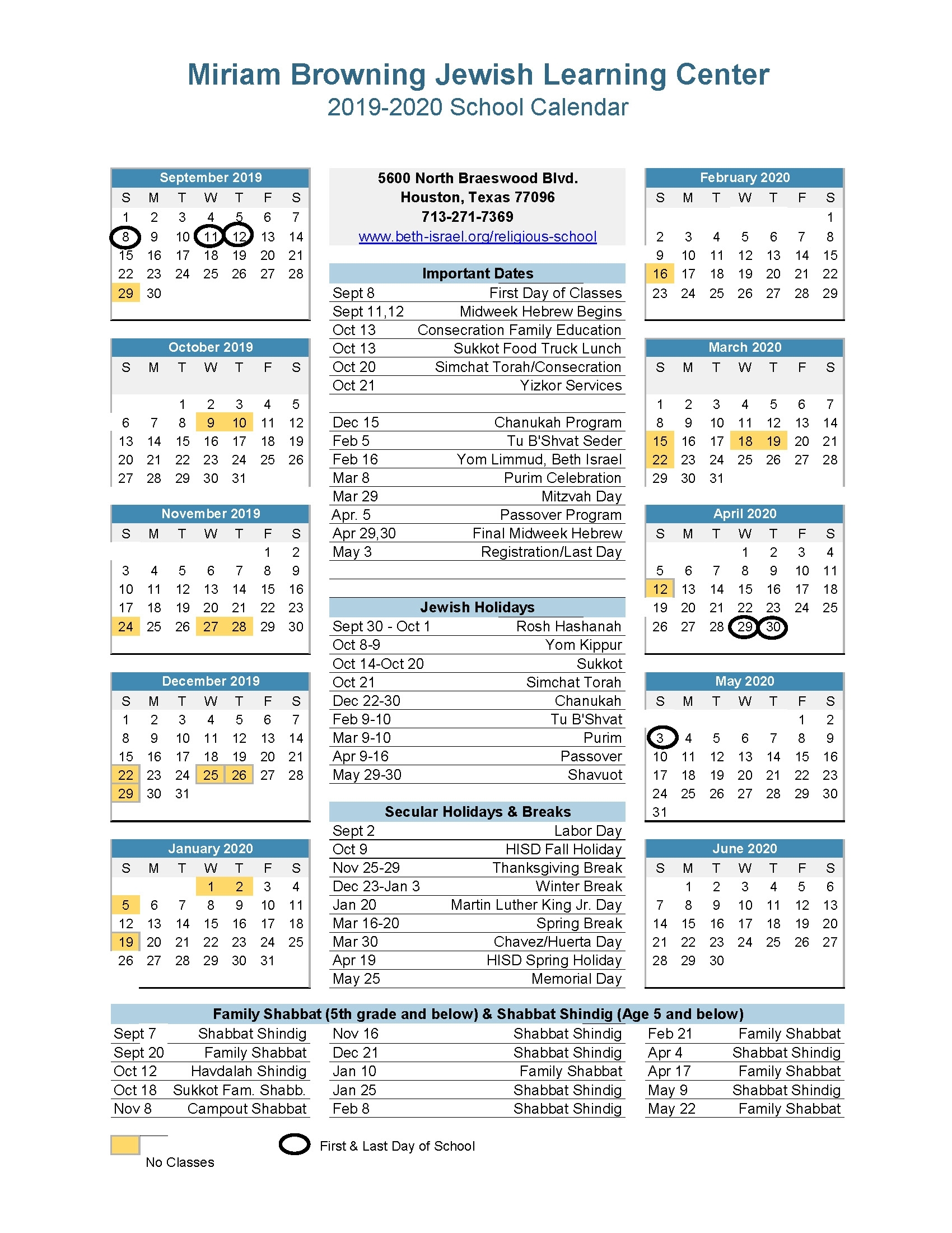 2019-2020 Mbjlc Calendar - Congregation Beth Israel pertaining to Torah Portions For 2019 And 2020