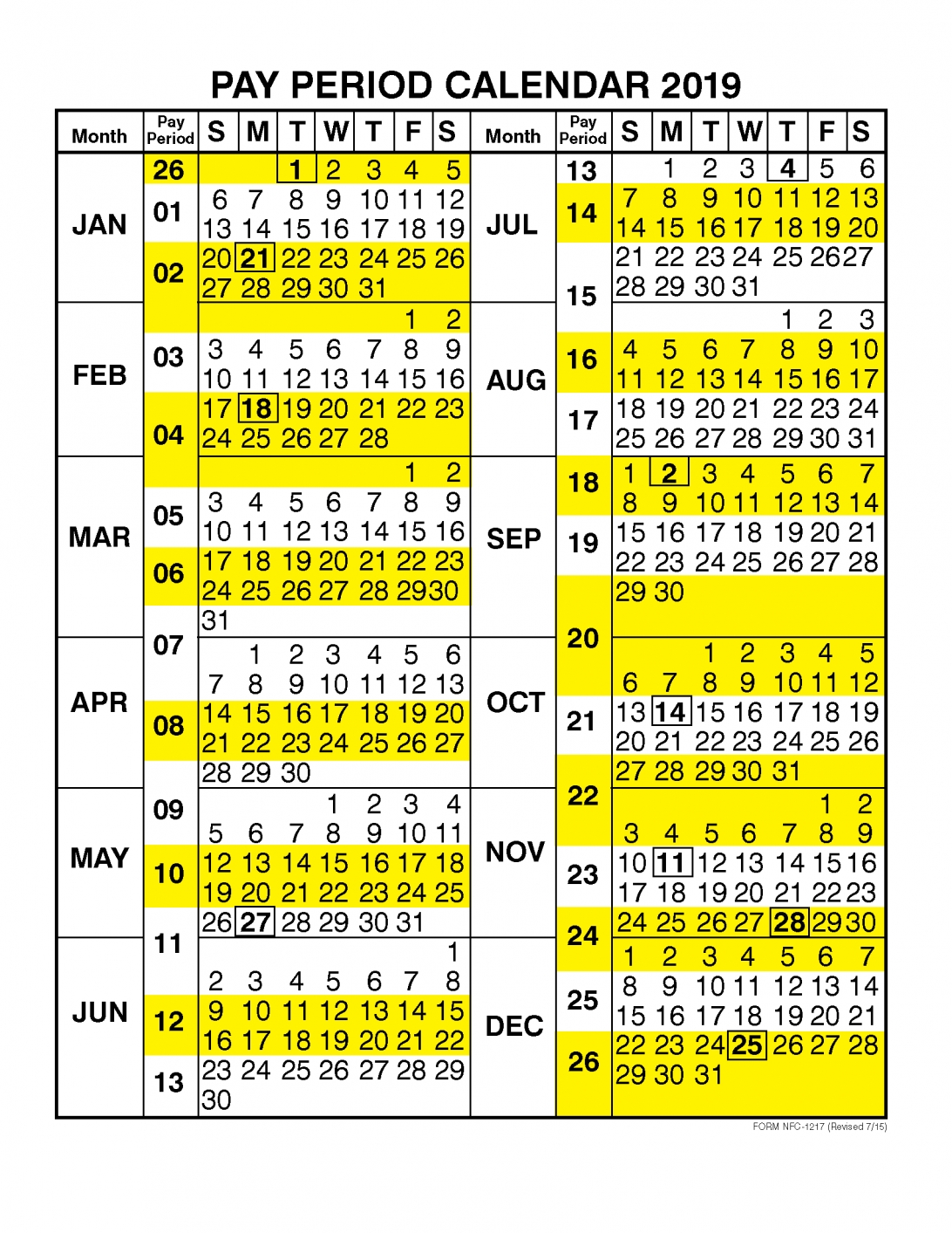 Federal Government Pay Period Calendar 2020