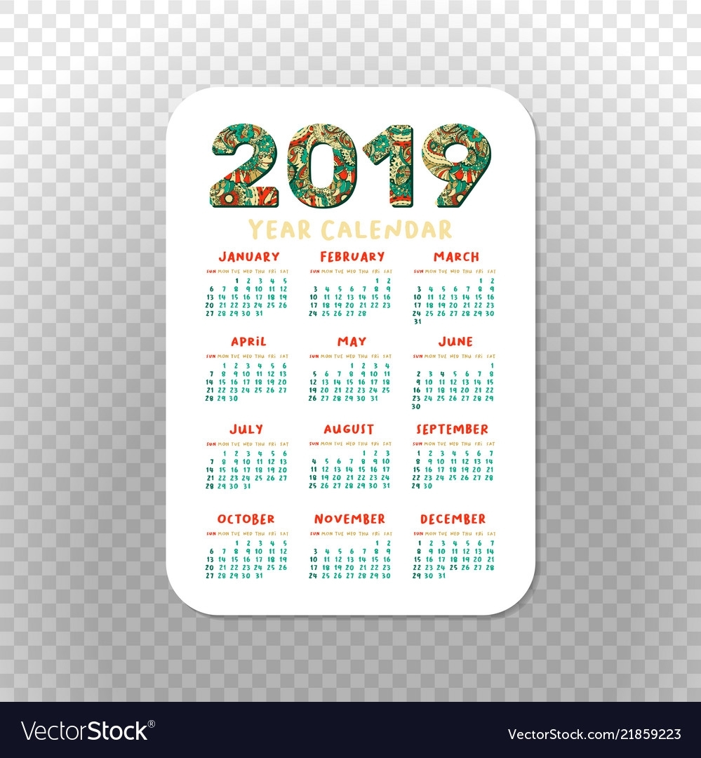 2019 Calendar Template For Pocket Calendar Basic regarding How To Print A Pocket Calander