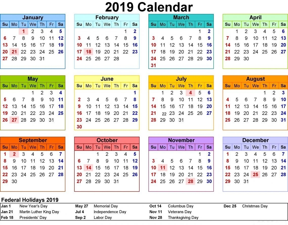 2019 Holidays Calendar | Calendar 2019 Printable, Printable with regard to European Style Calendar With Week Number For Excel