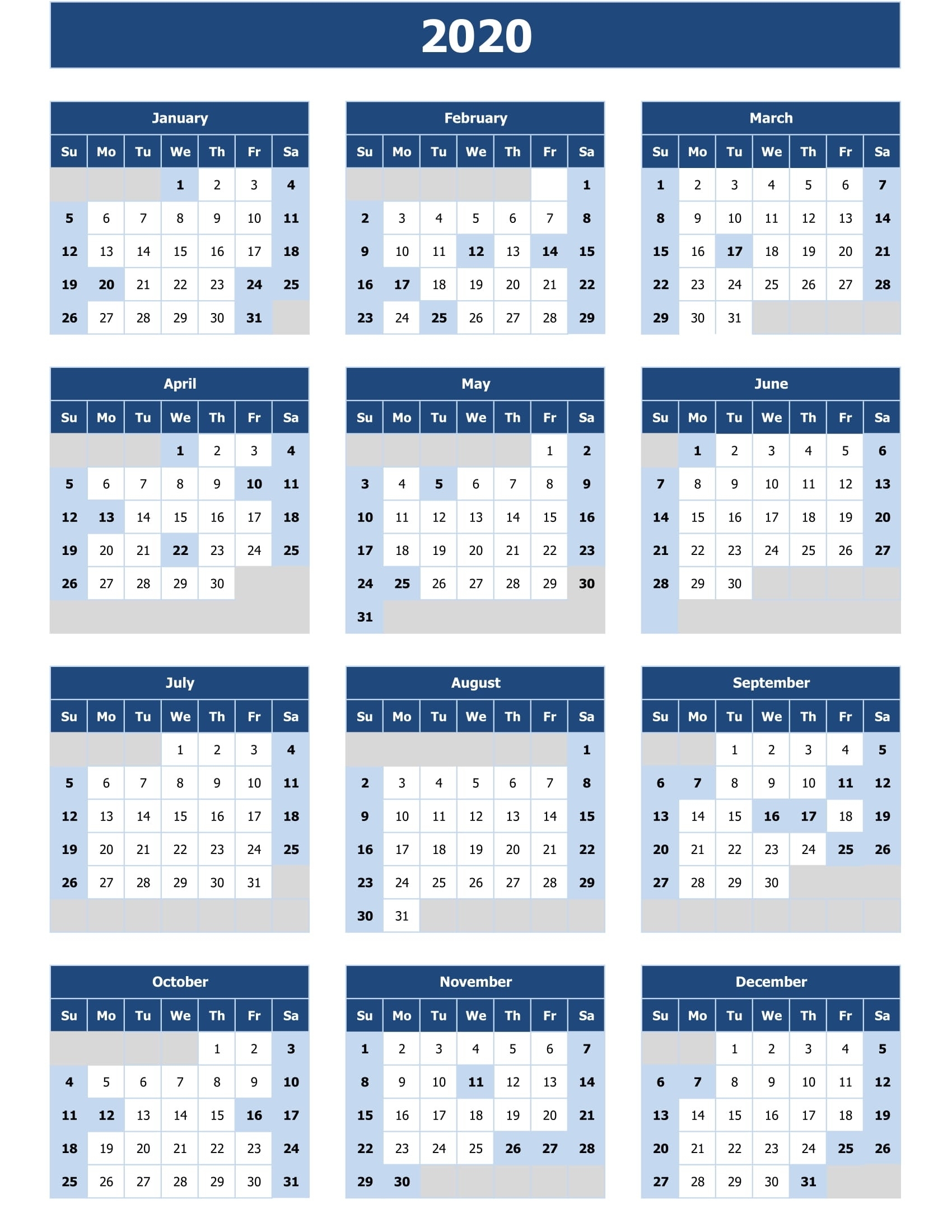 2020 Calendar Excel For Your Good Day For Desk | Calendar inside 2020 Calendar With All Function