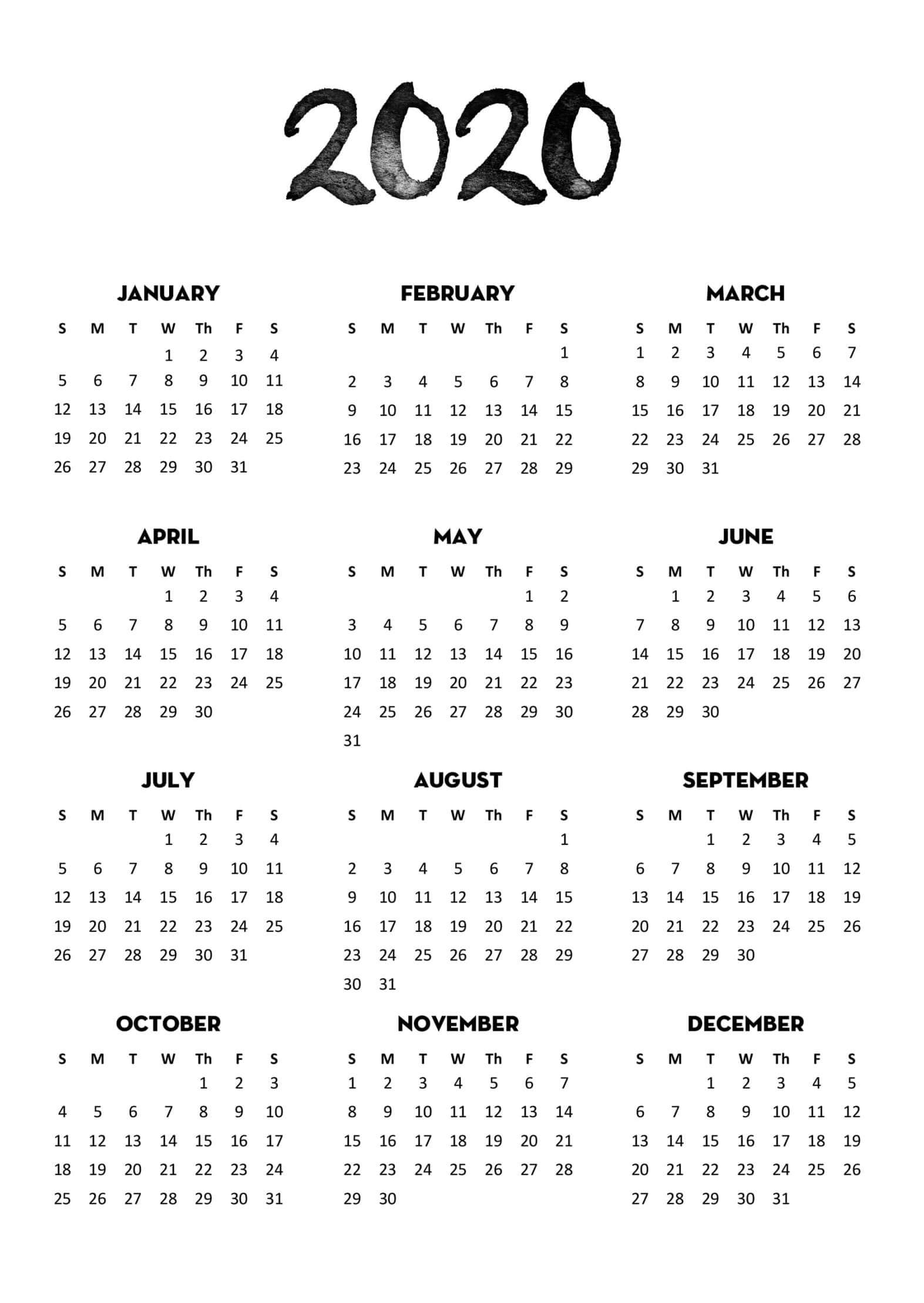 2020 Calendar Full Page - Colona.rsd7 pertaining to At A Glance Calendars 2020