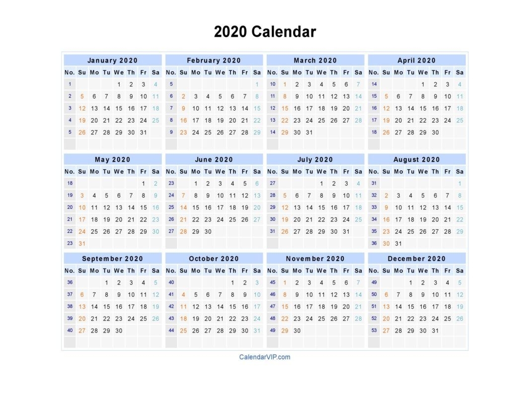 2020 Calendar Printable throughout 2020 Pocket Size Calendar Free