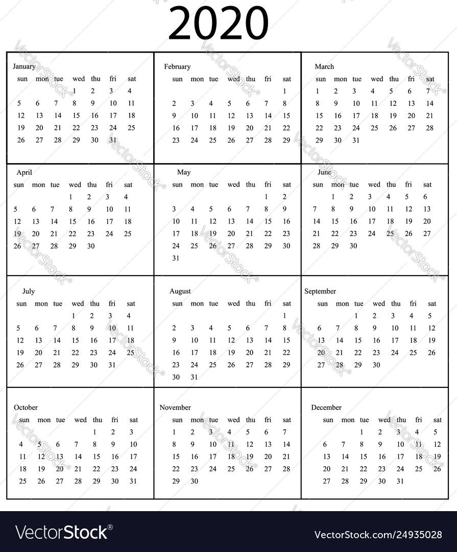 2020 Calendar Template Starts Sunday Year regarding Calendaer 2020 Monday To Sunday