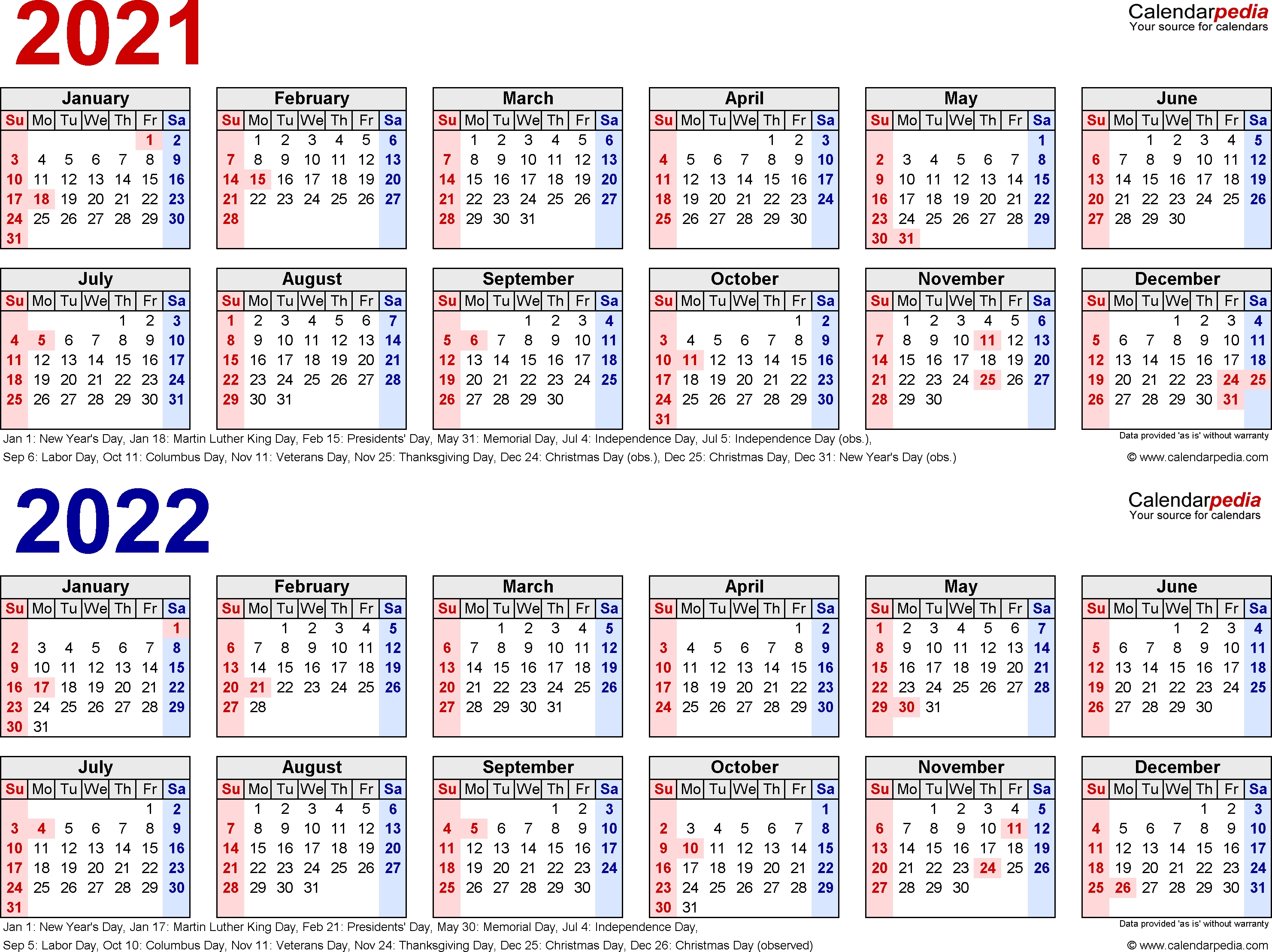 2021-2022 Two Year Calendar - Free Printable Microsoft Word regarding May Calendars For 2019 2020 2021 And 2022