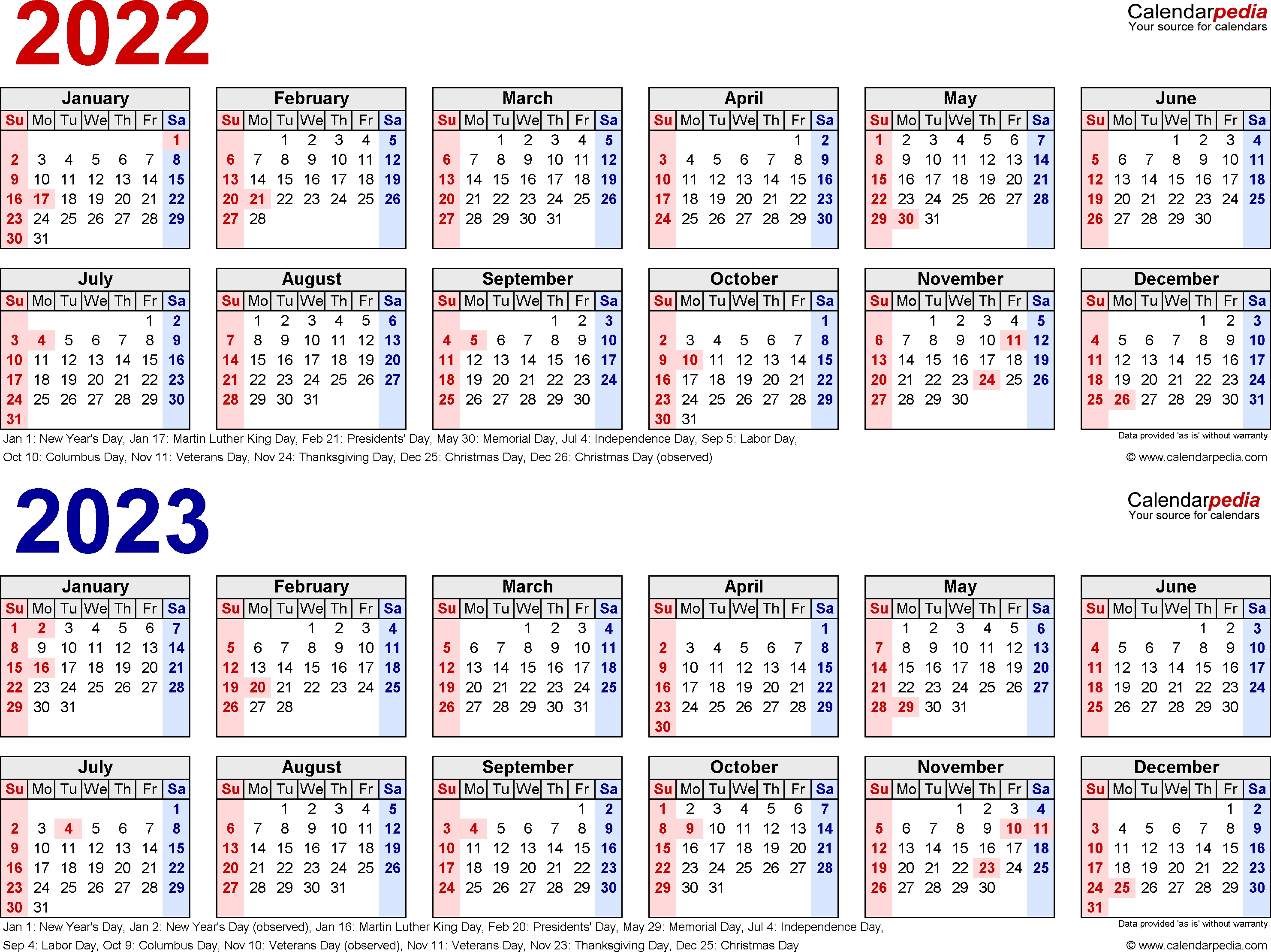 2022-2023 Two Year Calendar - Free Printable Pdf Templates inside 1 Page Printable 2023 Calendar