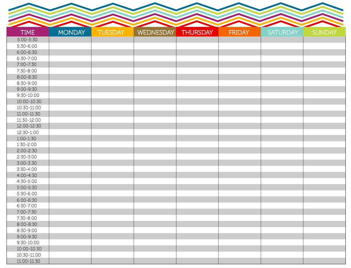 28 Images Of 15 Minute Increment Schedule Template throughout Weekly Planner In 15 Minute Slots