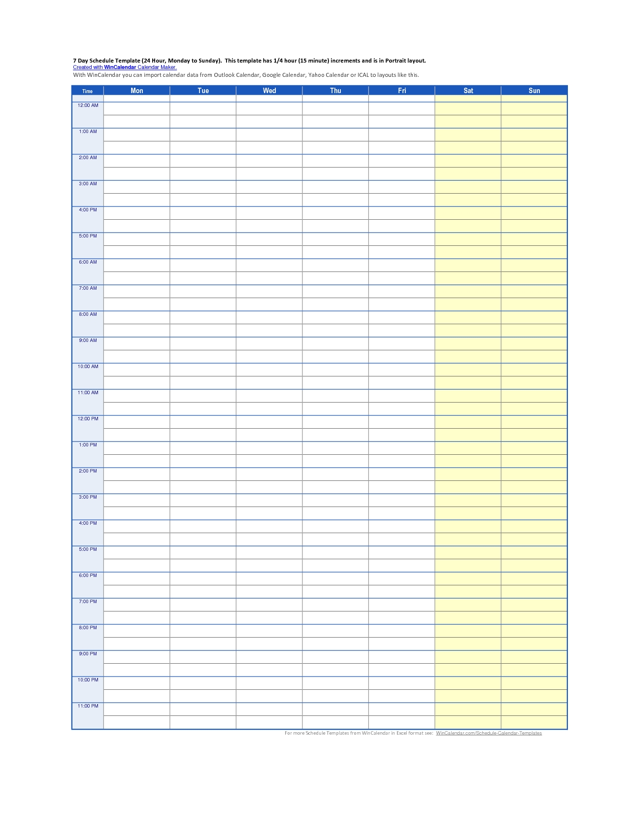 28 Images Of 15 Minute Increment Schedule Template within 7 Day 15 Minute Schedule