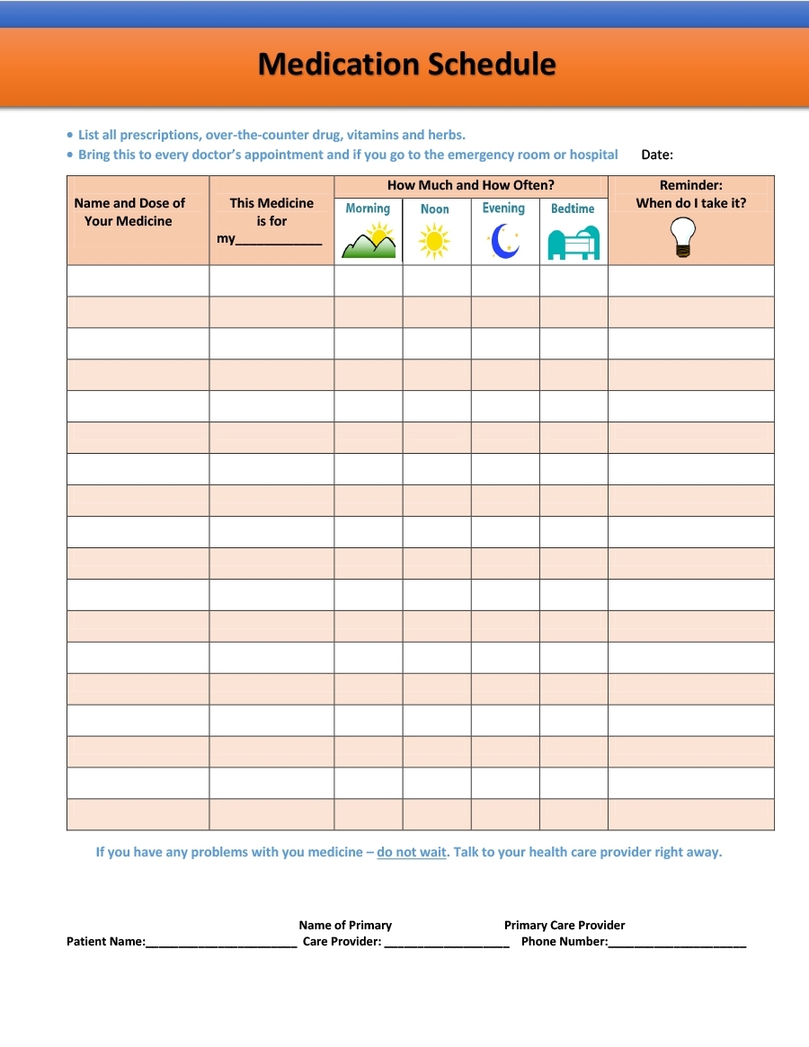 40 Great Medication Schedule Templates (+Medication Calendars) for Free Printable Perpetual Medicine Calendar