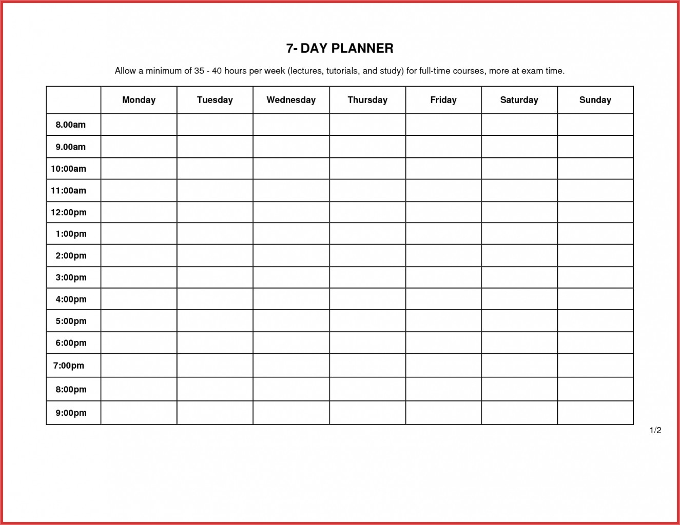 7 Day Planner Printable - Colona.rsd7 with regard to Day By Day And Weekly Printable Calendars